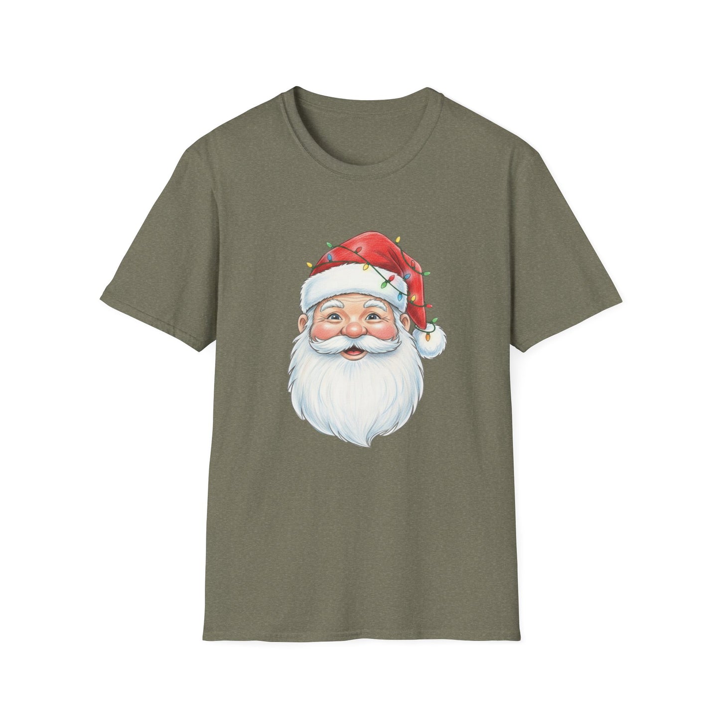 Santa Face Christmas Shirt, Vintage Santa T-Shirt, Santa With Christmas Lights Tee, Cute Christmas Graphic Tee, Holiday Santa Claus Shirt