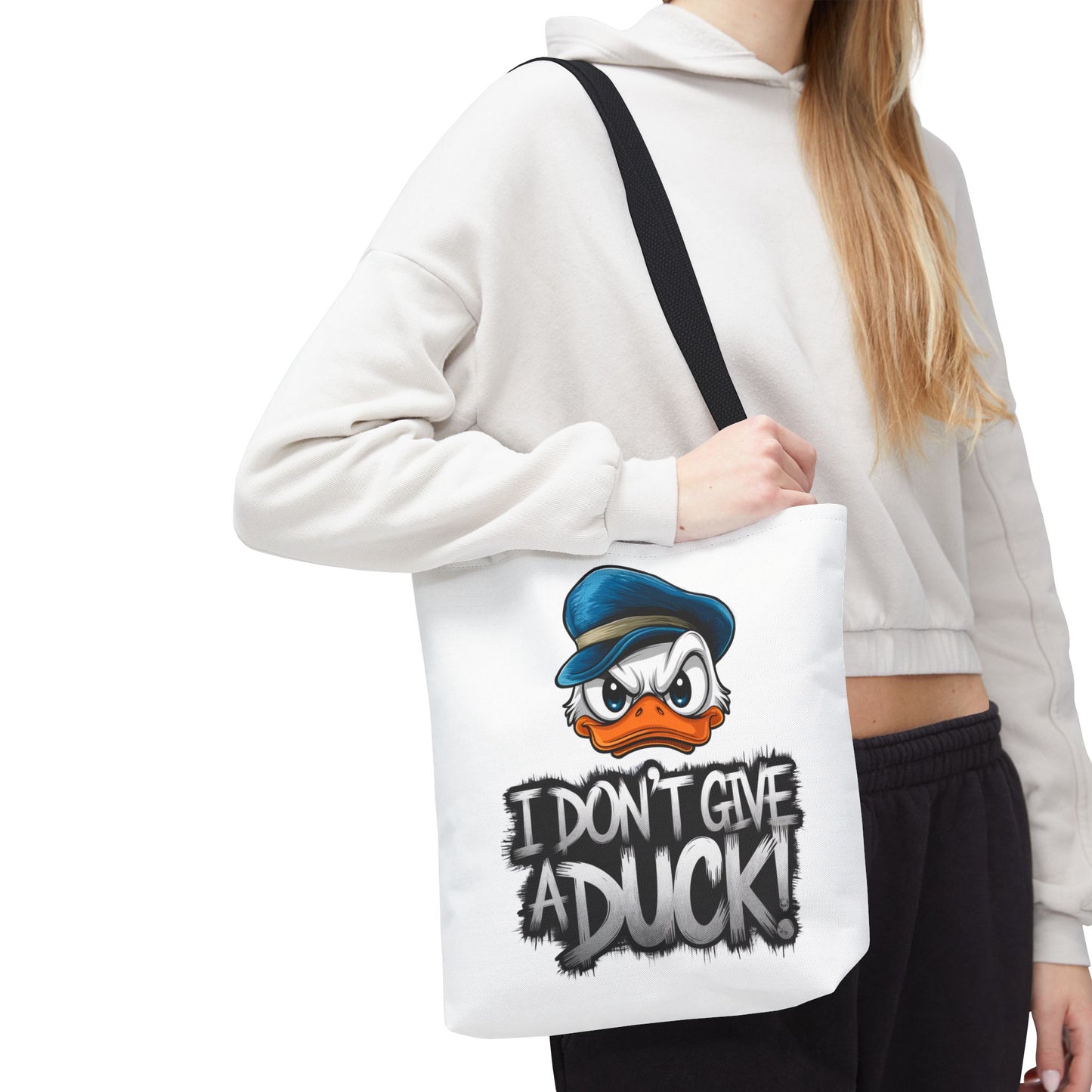 Funny Grumpy Duck Tote Bag | I Don’t Give A Duck Canvas Tote | Eco Reusable Cotton Gift Tote | Cute Animal Humor Market Bag