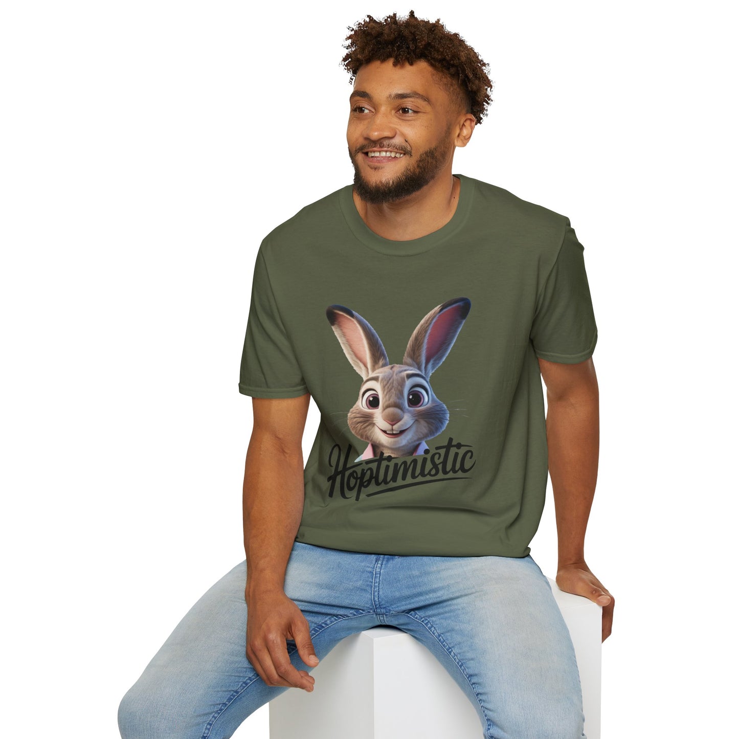 Hoptimistic Bunny T-Shirt, Cute Rabbit Pun Shirt, Positive Quote Tee, Animal Lover Gift, Funny Motivational Top, Easter Or Everyday Wear