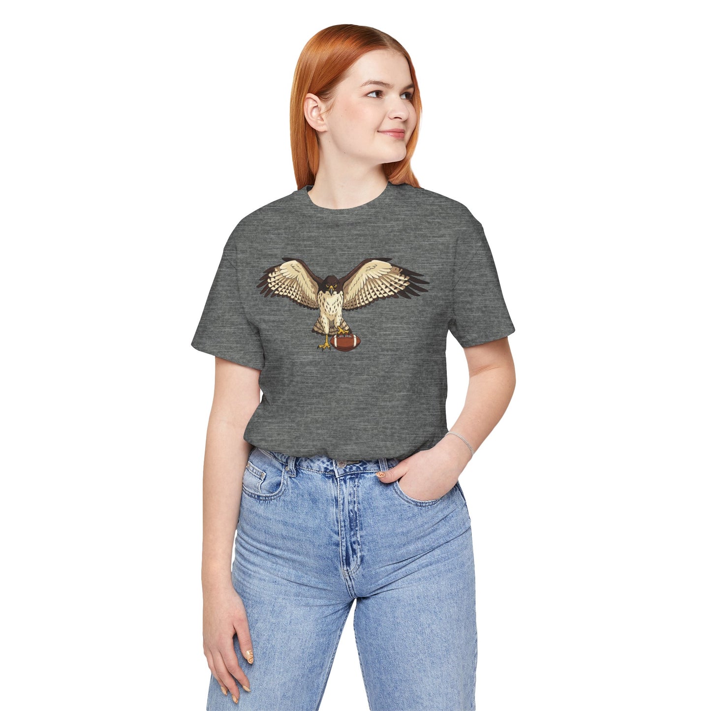 Hawk Football Shirt, Hawk Holding Football T Shirt, Football Mascot Tee, Bird Of Prey Shirt, Sports Fan Gift, Game Day Hawk Tee