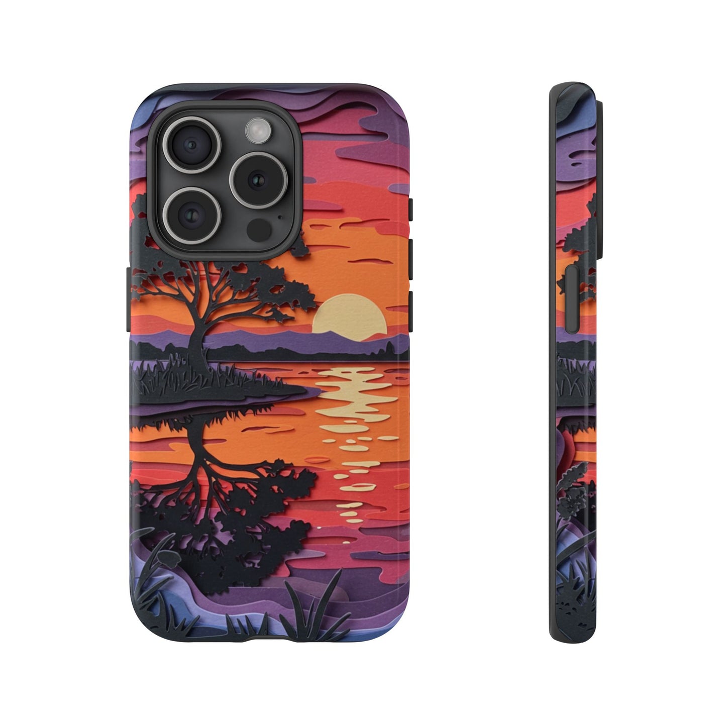 iPhone Case - Colorful Paper Art Sunset Design