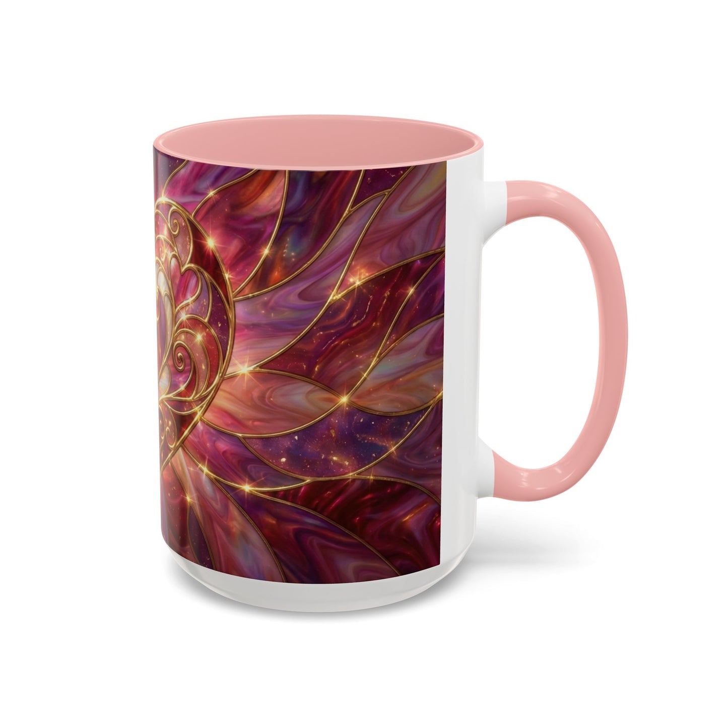 Stained Glass Heart Mug, Romantic Coffee Mug, Valentine Gift Mug, Love Heart Cup, Pink Aesthetic Mug, Anniversary Gift For Her