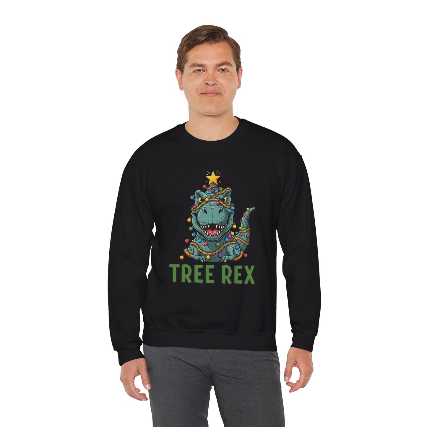 Tree Rex Christmas Sweatshirt, Funny Dinosaur Holiday Sweater, Cute T-Rex Christmas Crewneck, Festive Unisex Gift For Friends And Family