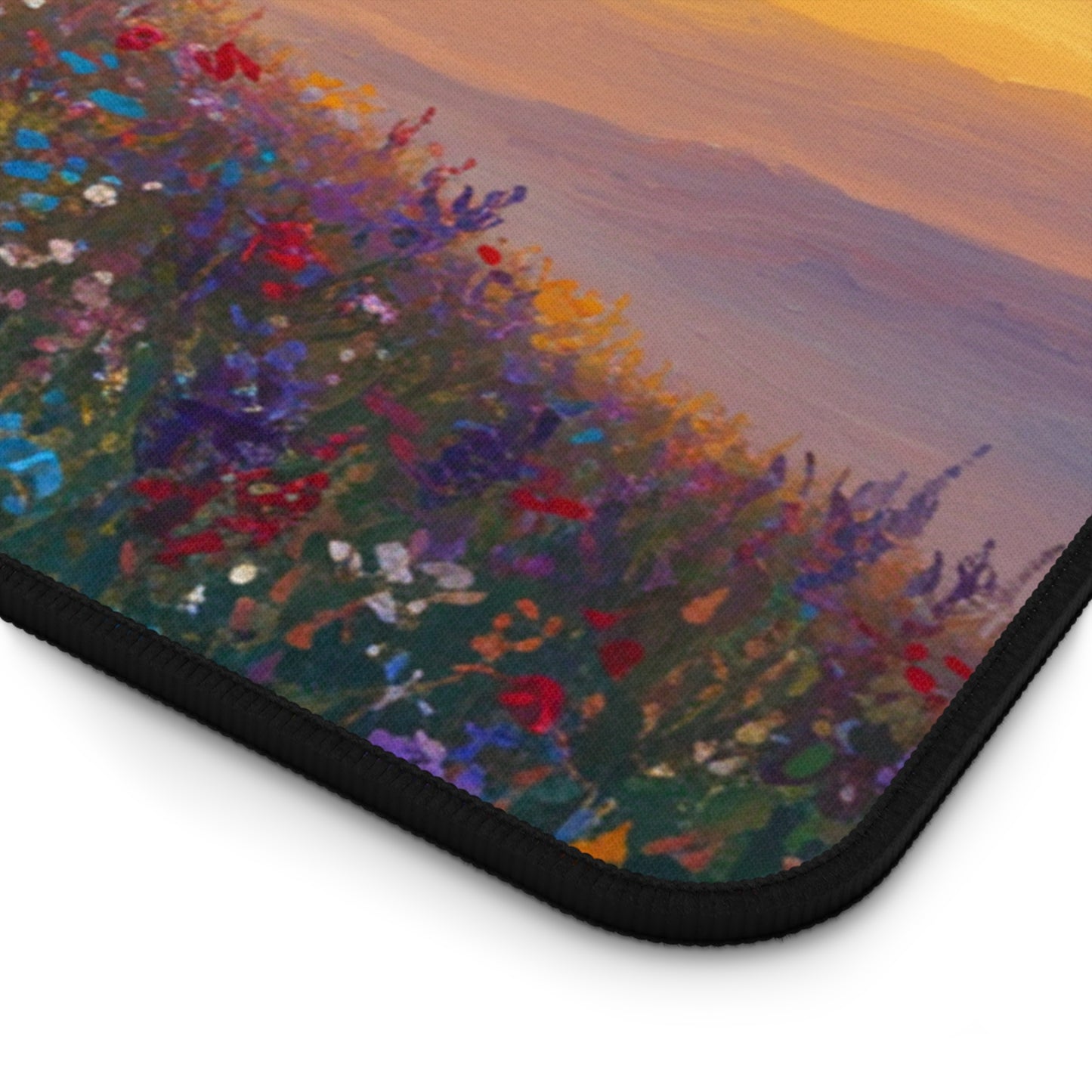 Desk Mat Mouse Pad - Cross on a Hill Monet Style Painting Christian Accessory Spiritual Mouse Pad Religious Desk Mat