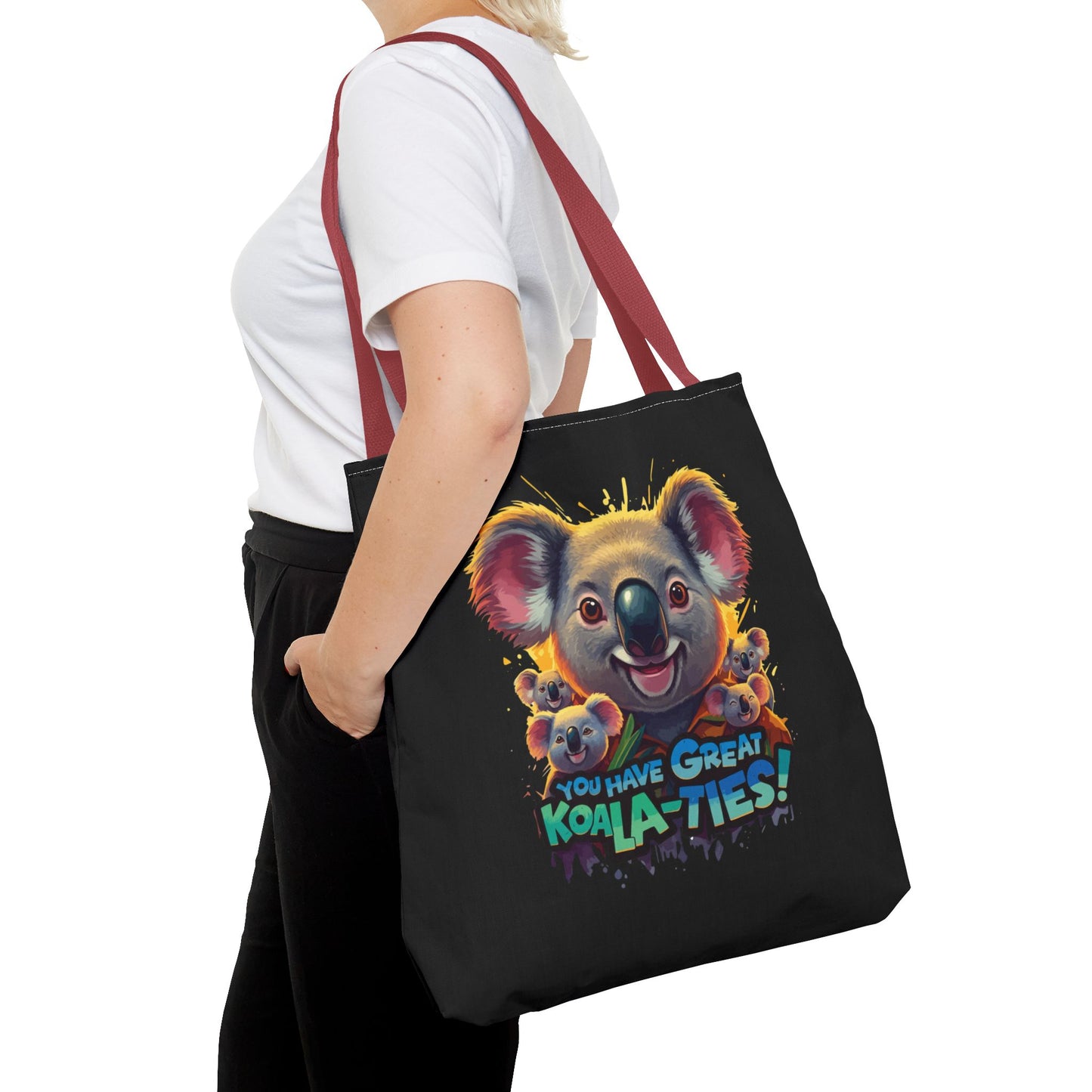 Koala Tote Bag – Funny Animal Pun Bag with Cute Koala Design – Reusable Grocery, Beach, or Everyday Carry Bag – Gift for Koala Lovers