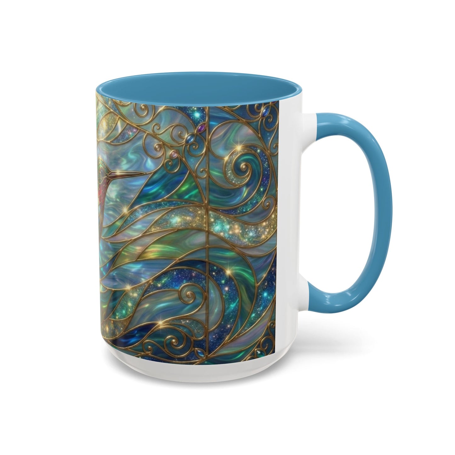 Hummingbird Stained Glass Mug, Colorful Art Coffee Mug, Bird Lover Gift, Nature Inspired Ceramic Mug, Tea Cup