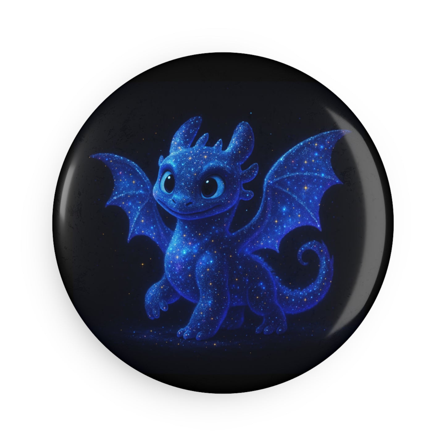 Galaxy Dragon Round Magnet - Cute Fantasy Starry Night Dragon Gift for Kids & Adults - Kawaii Celestial Fridge Magnet Decor
