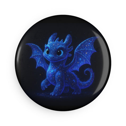 Galaxy Dragon Round Magnet - Cute Fantasy Starry Night Dragon Gift for Kids & Adults - Kawaii Celestial Fridge Magnet Decor