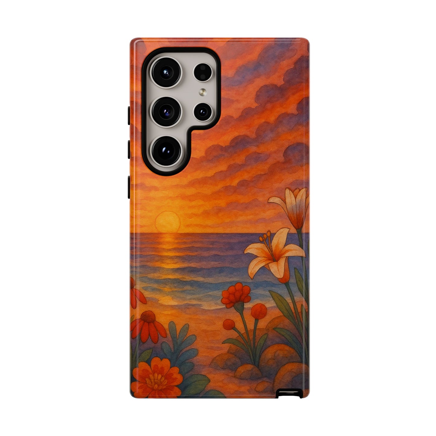 Samsung Case - Floral Ocean Sunset Watercolor Nautical Phone Case Beach Samsung Case Ocean Sunset Theme