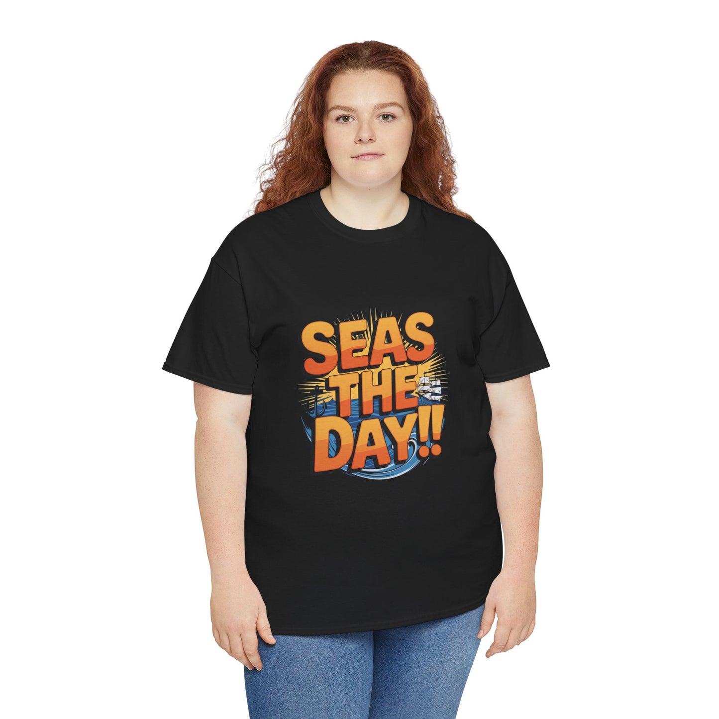 Seas The Day!! Tee • Ocean Pun Graphic Shirt • Comfort Colors Unisex Beachy Vibes • Nautical Aesthetic • Gift for Sea Lovers & Summer Vacays