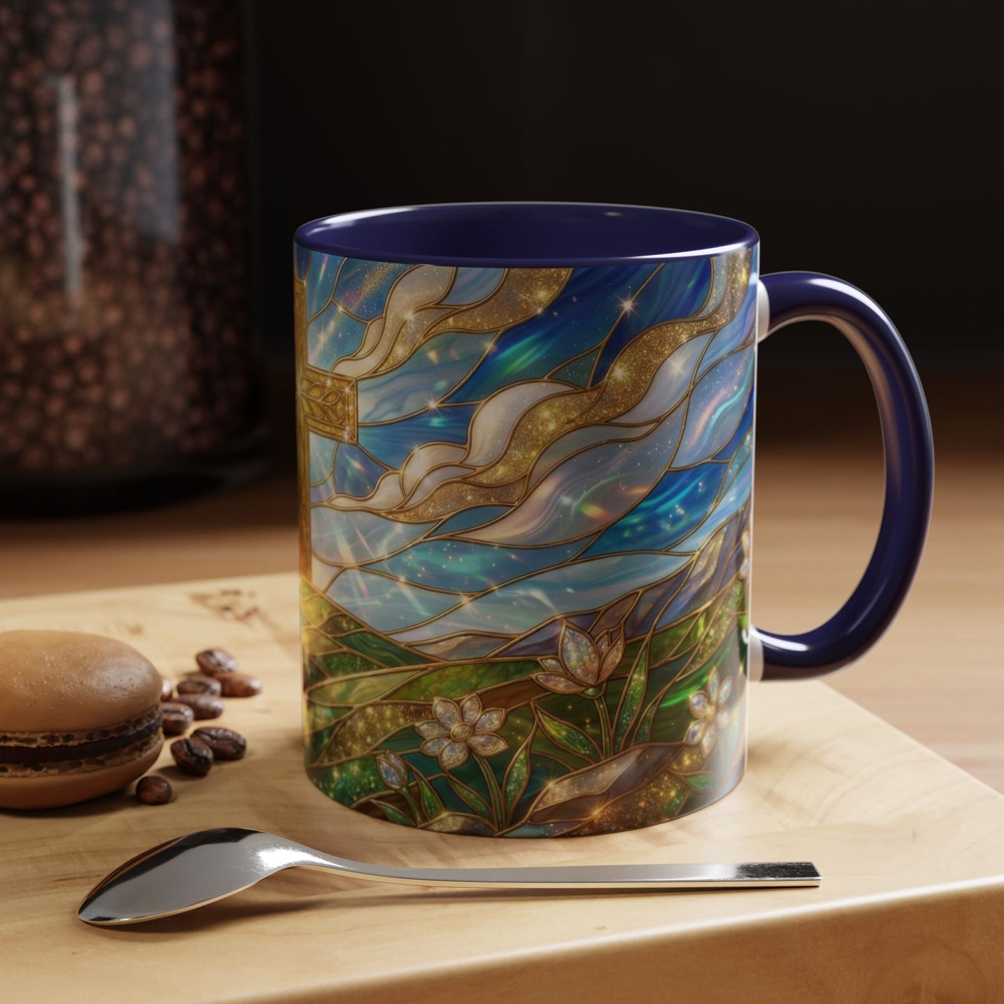Stained Glass Cross Mug, Christian Coffee Mug, Faith Inspired Art Cup, Religious Gift For Women Men, Inspirational Christian Mug