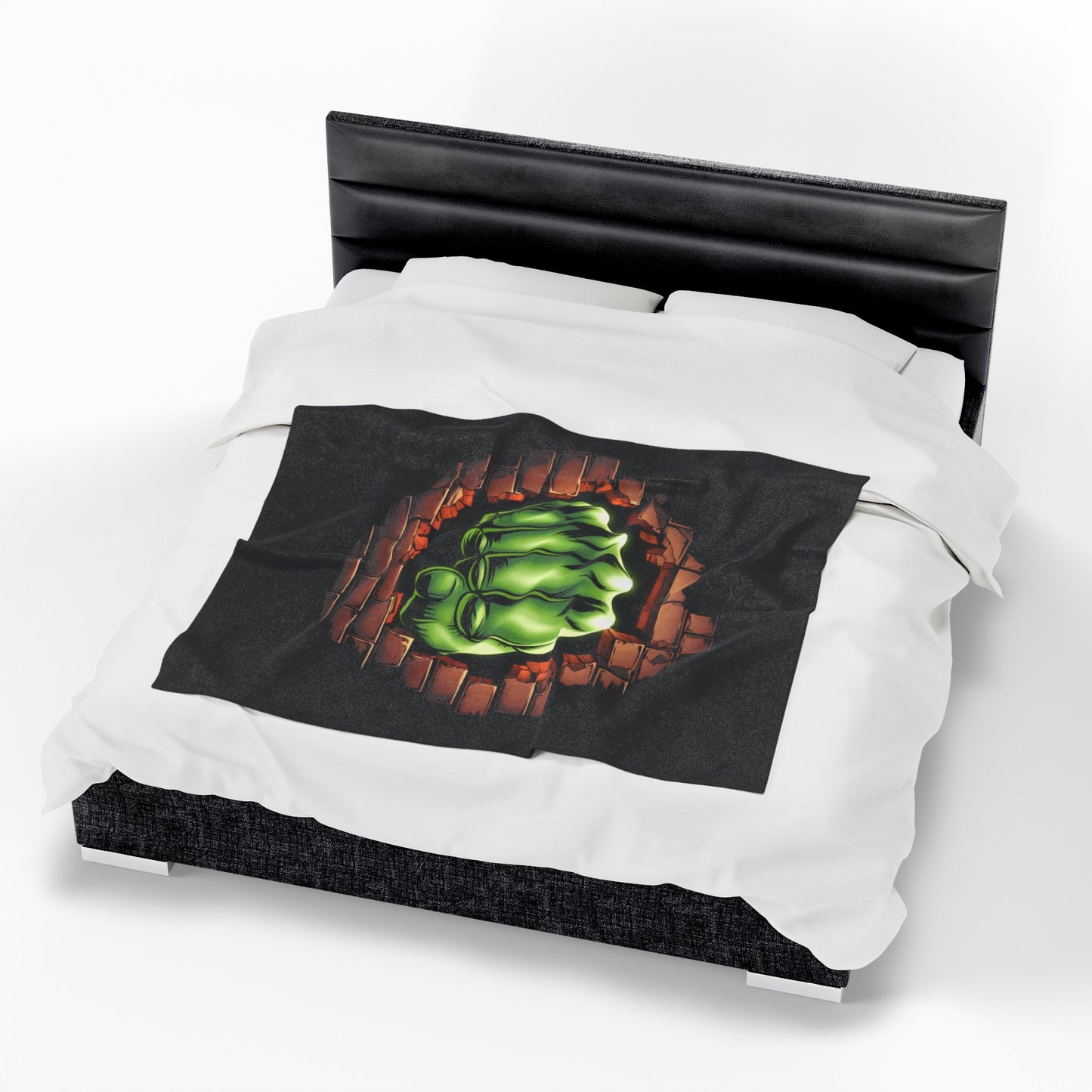 Plush Blanket Green Fist Smash Design, Green Throw, Green Comic Blanket, Geeky Decor