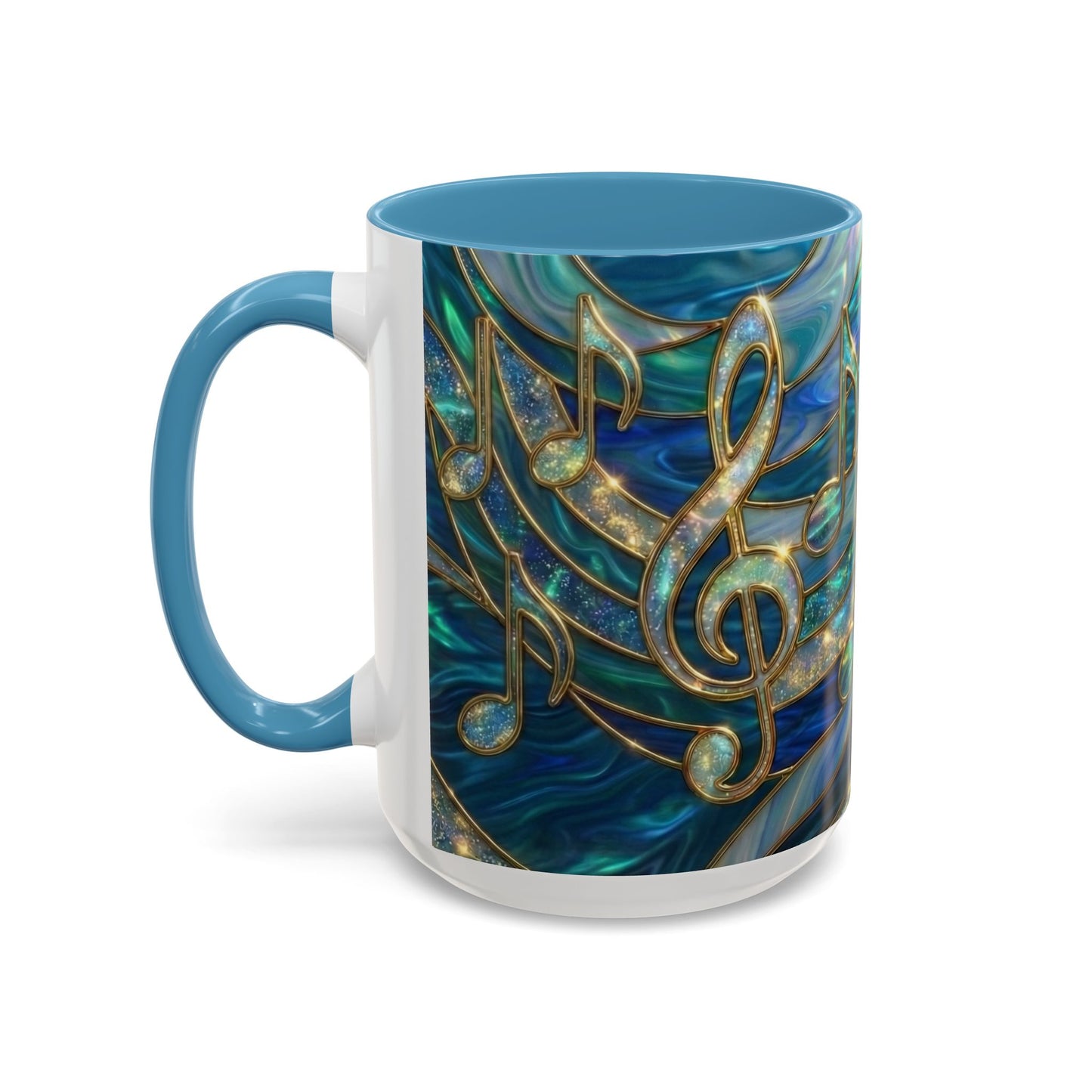 Music Notes Mug, Music Lover Coffee Cup, Stained Glass Music Mug, Musician Gift, Piano Teacher Mug, Aesthetic Music Cup