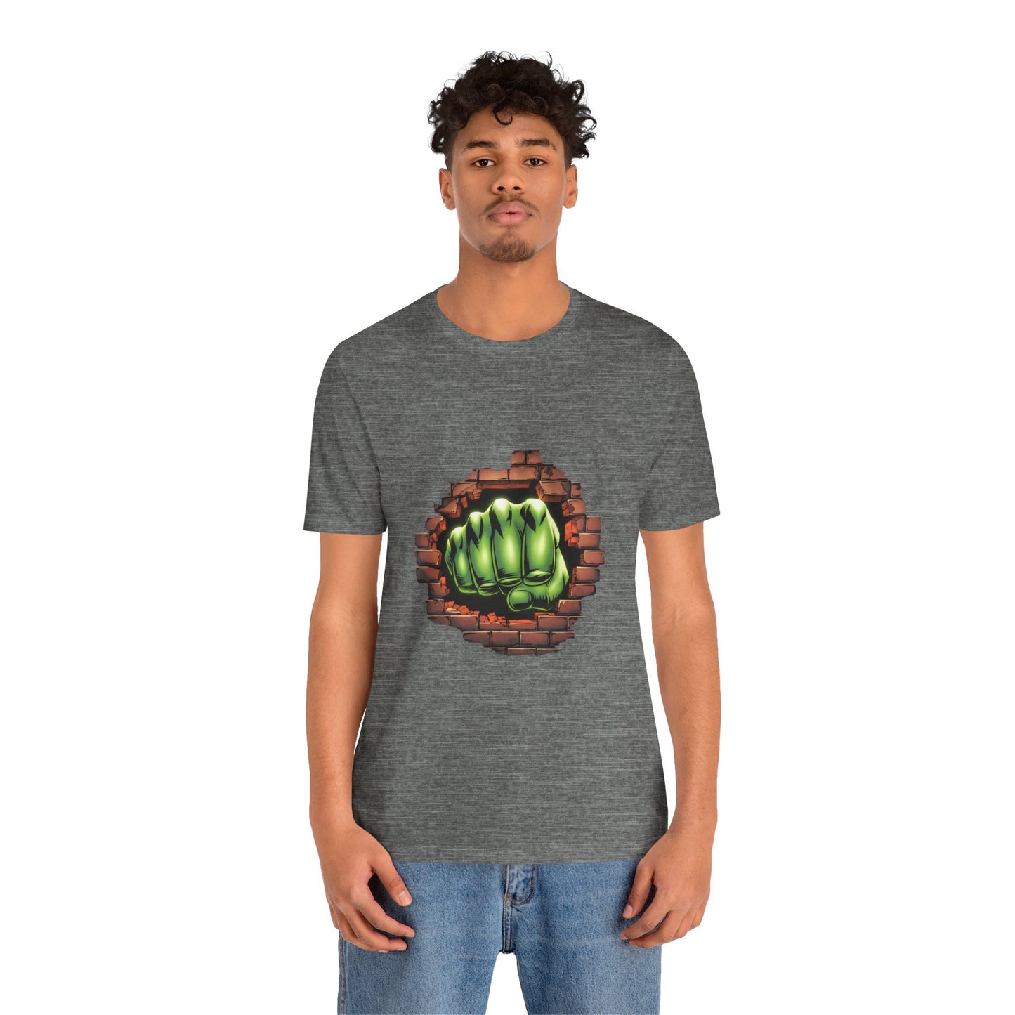 Green Hero Fist Graphic Tee – Superhero Shirt, Comic Pop Art, Gamer Gift, Y2K Dopamine Aesthetic, Funny Nerd Fashion, Unisex T‑shirt