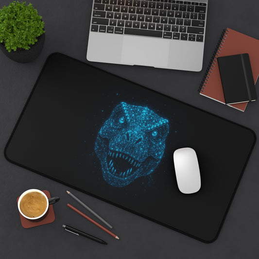 Galaxy Bioluminescent Dinosaur Desk Mat - Cosmic T-Rex Gaming Mousepad - Starry XL Desk Pad Non-Glow - Gamer and Office Decor Gift
