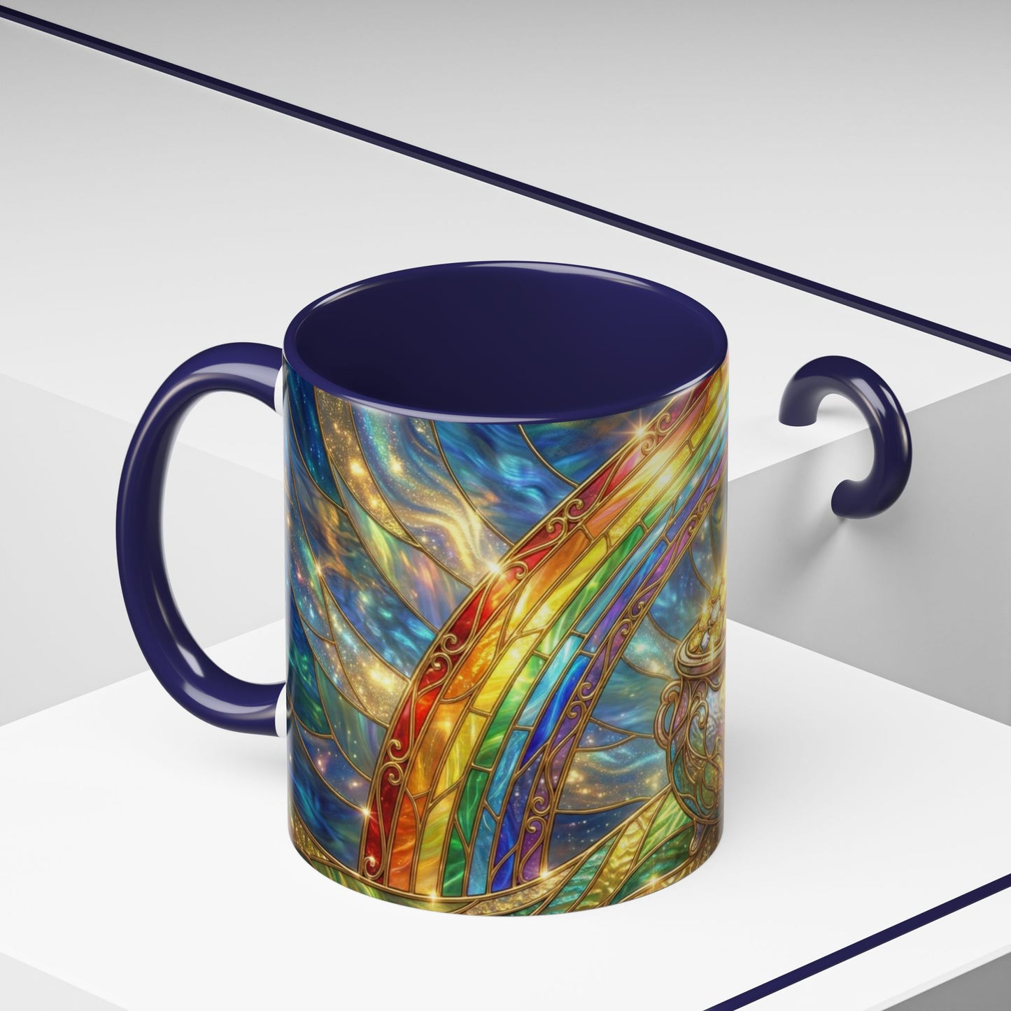 Stained Glass Pot of Gold Mug, Rainbow Coffee Cup, St Patricks Day Gift, Magical Fantasy Tea Mug, Celestial Drinkware, Lucky Irish Gift