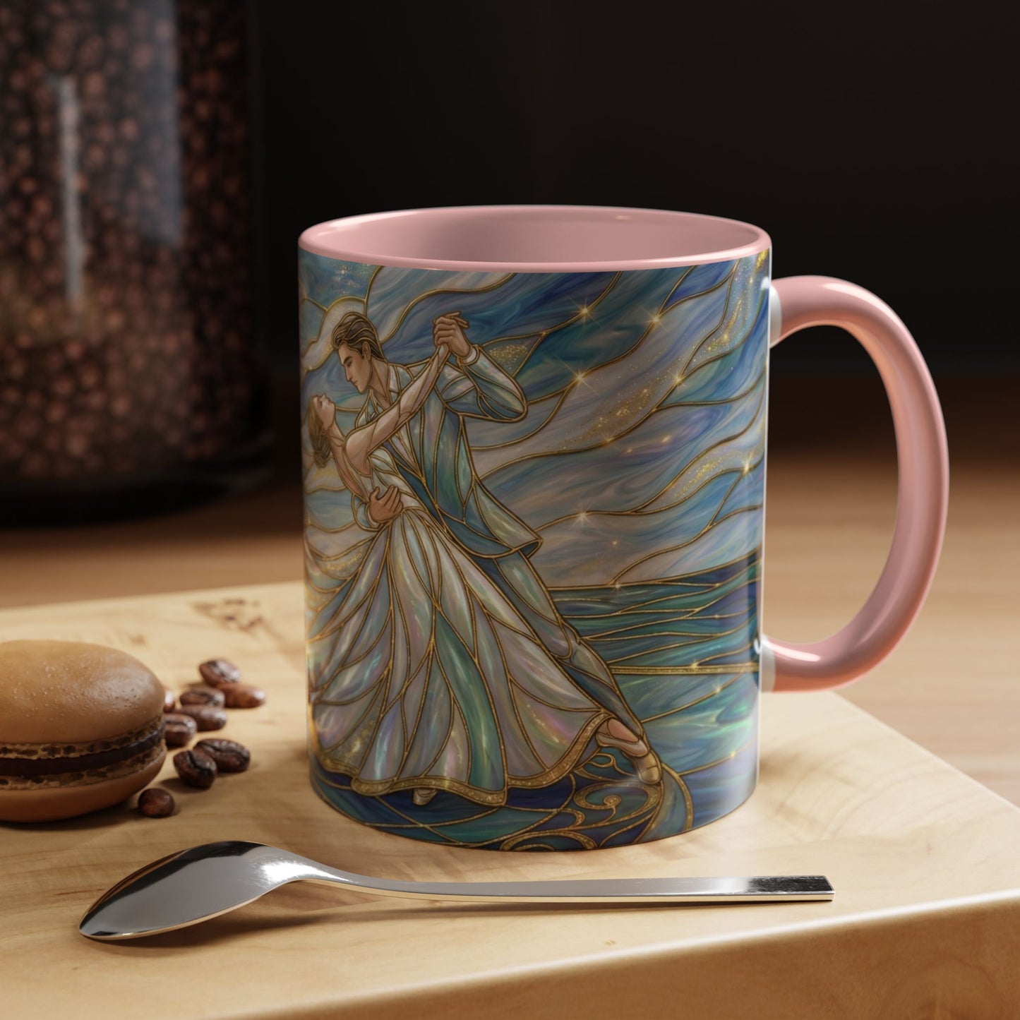 Stained Glass Mug, Dancing Couple Coffee Cup, Romantic Anniversary Gift, Ballroom Dancer Tea Cup, Wedding Present For Couple, Art Mug