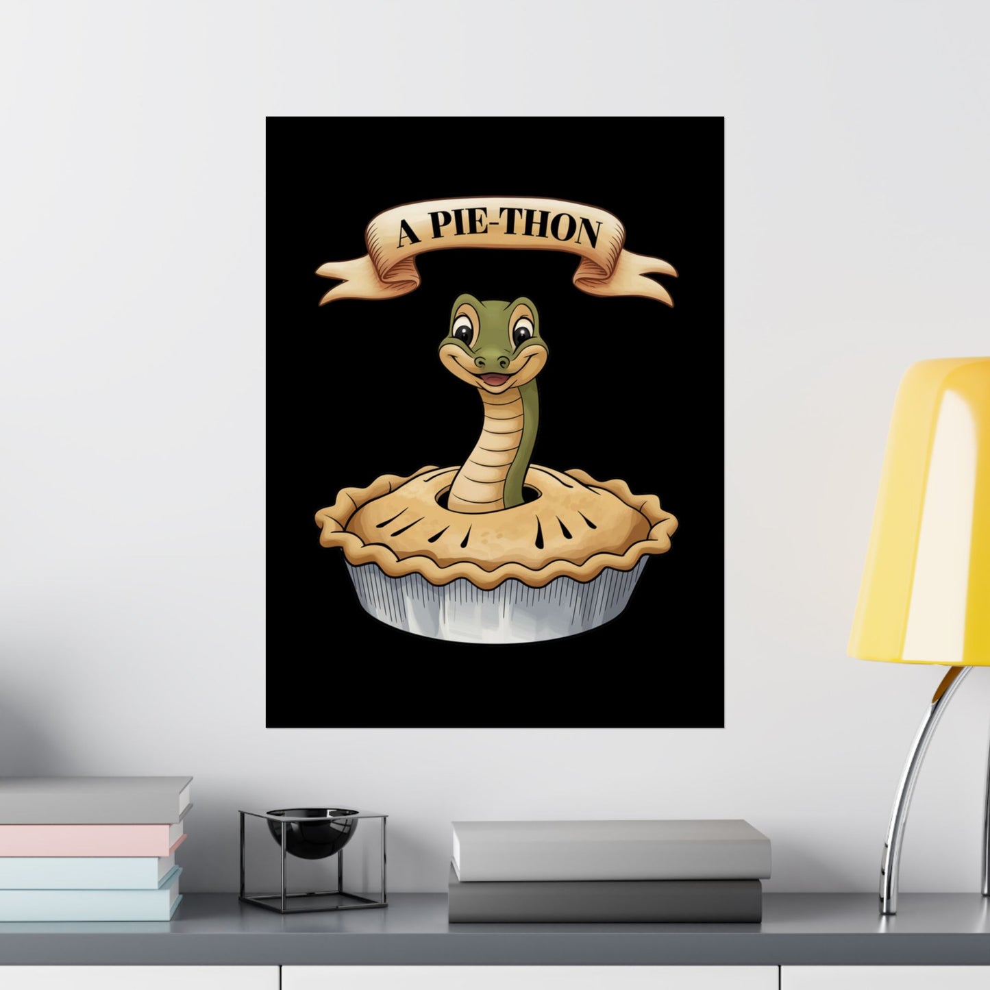 Vertical Poster - Funny 'Pie-Thon' Snake in Pie Joke Print