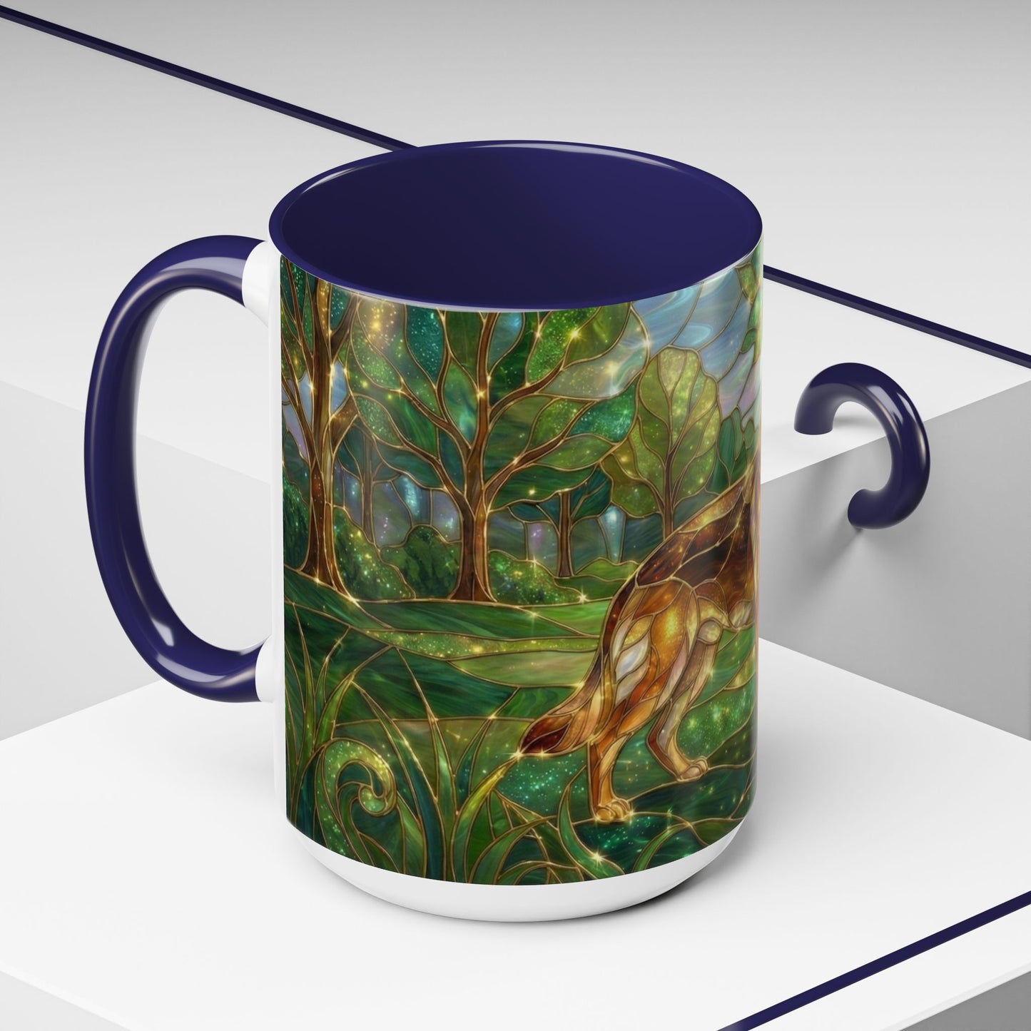 German Shepherd Mug, Stained Glass Dog Coffee Mug, German Shepherd Art Cup, Dog Lover Gift, Pet Memorial Mug, Colorful Dog Mug