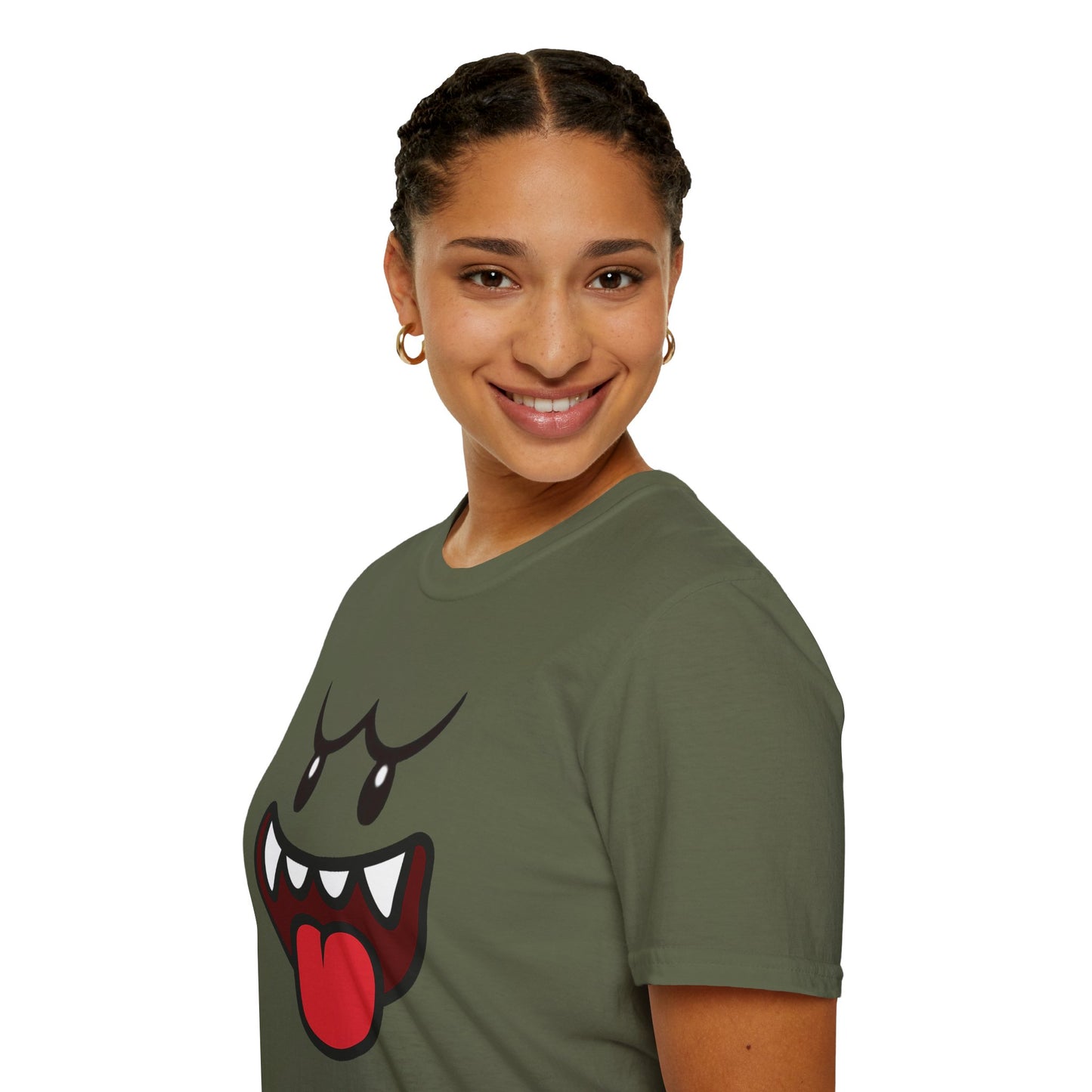 Ghost Face Graphic T-Shirt – Funny Spooky Cute Retro Halloween Tee, Y2K Nostalgia Bold Design, Soft Cotton, Fall Gift Shirt