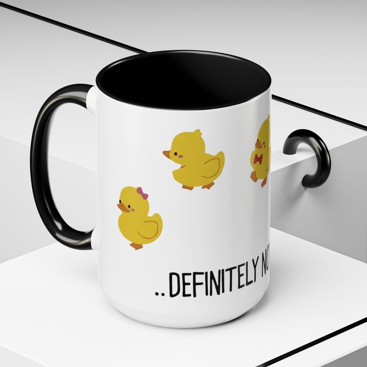 Funny Duck Mug, Cute Chick Coffee Cup, “Definitely Not In A Row” Mug, Cute Animal Lover Gift, Humor Tea Cup, Yellow Duck Kitchenware