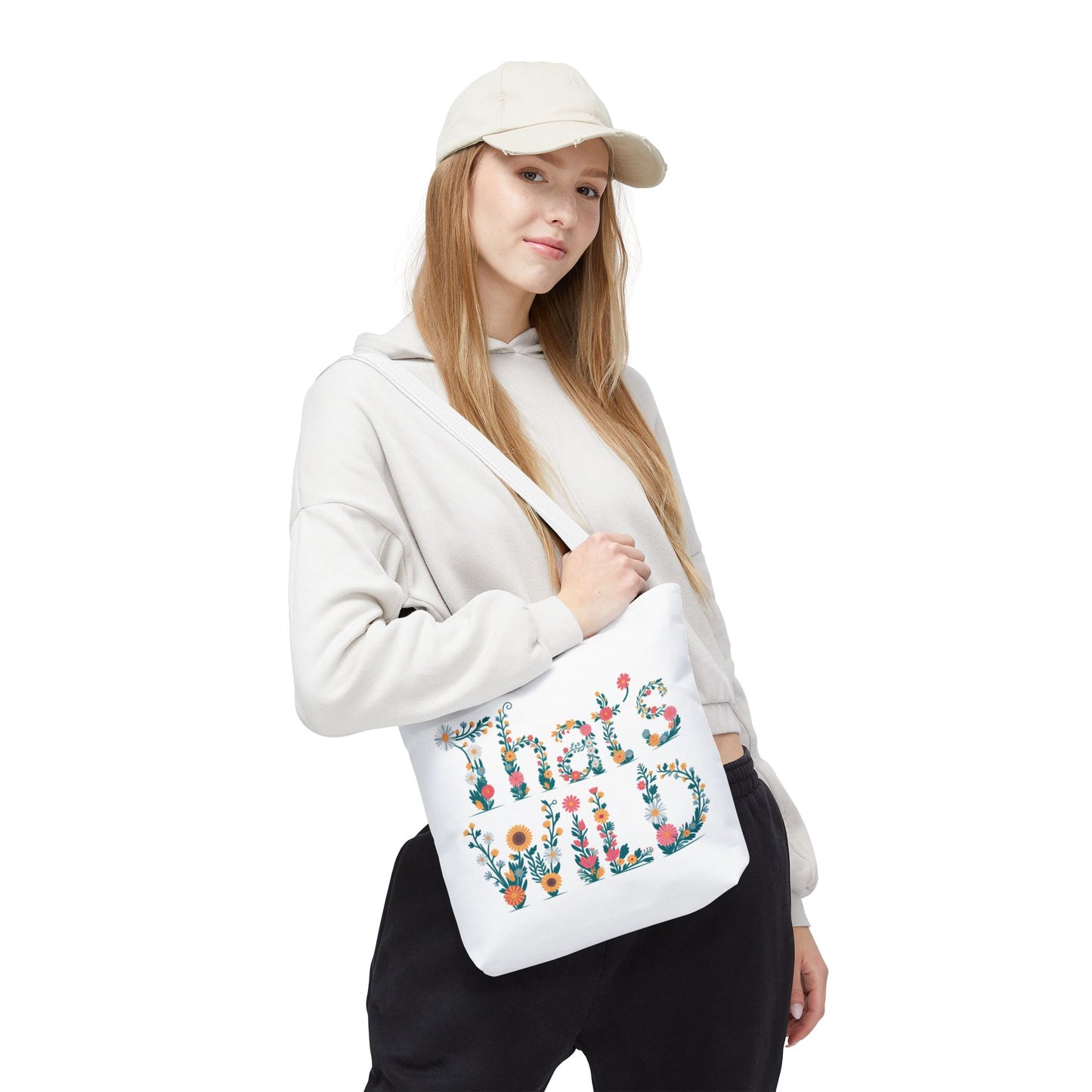 That’s Wild Floral Tote Bag – Cute Boho Canvas Bag With Colorful Flower Lettering, Eco Reusable Shopping Tote, Nature Lover Gift For Everyday Style