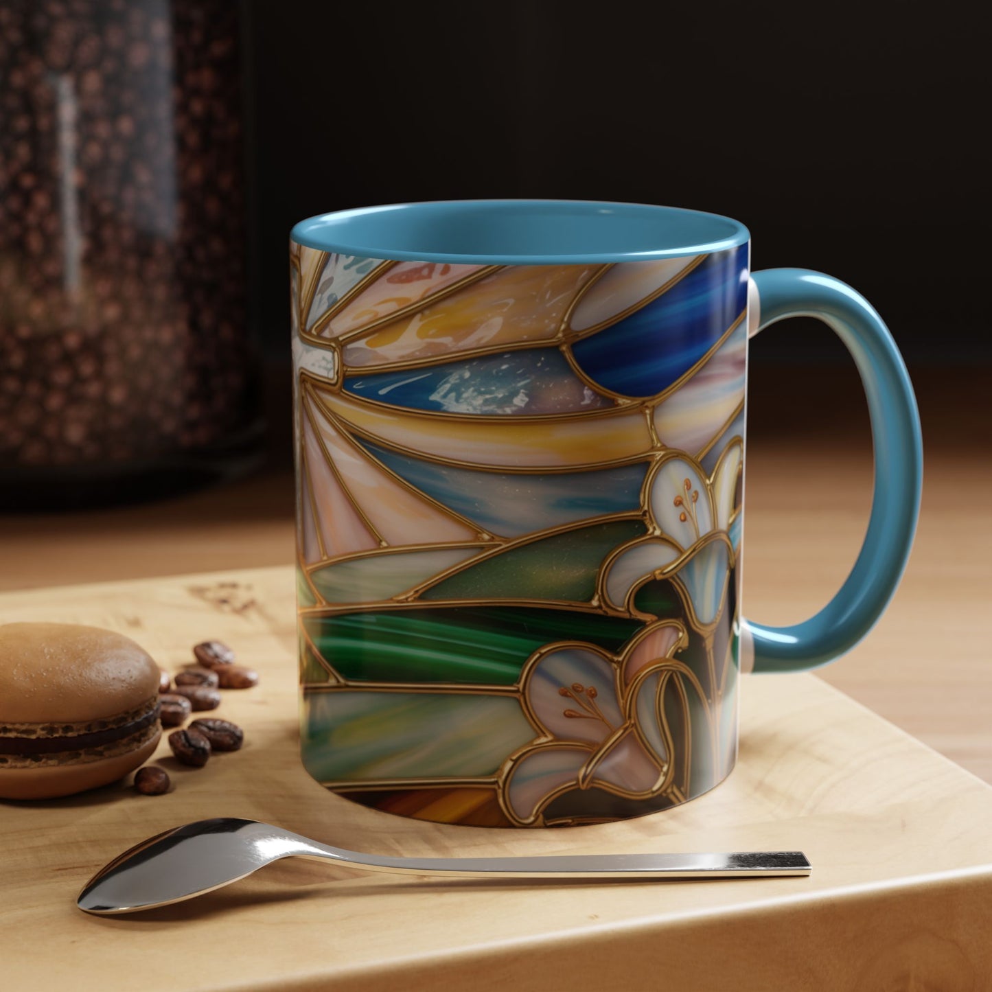 Stained Glass Cross Christian Mug • Inspirational Religious Coffee Cup • Colorful Faith Gift • Bible Verse Style Art • 11oz & 15oz