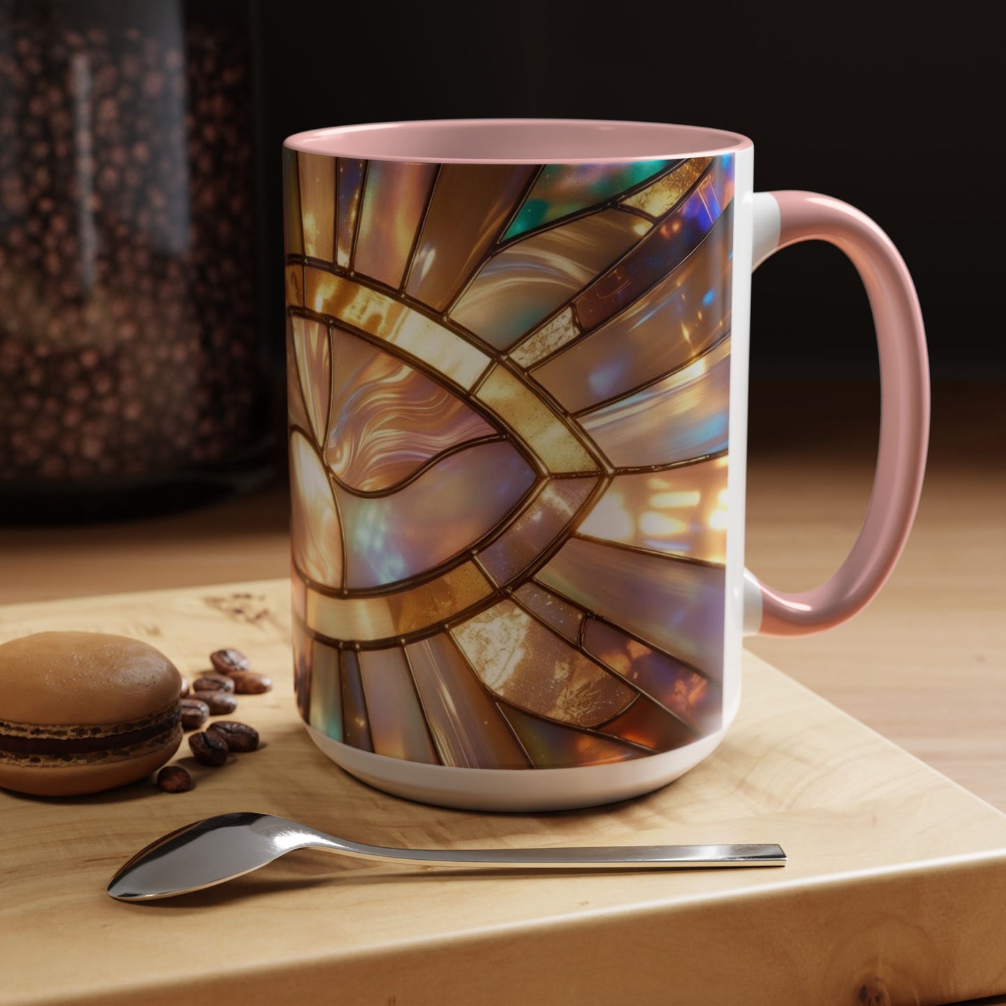 Stained Glass Ichthys Mug, Jesus Fish Christian Coffee Cup, Religious Art Mug, Faith Gift For Women, Inspirational Stained Glass Christian Symbol Design