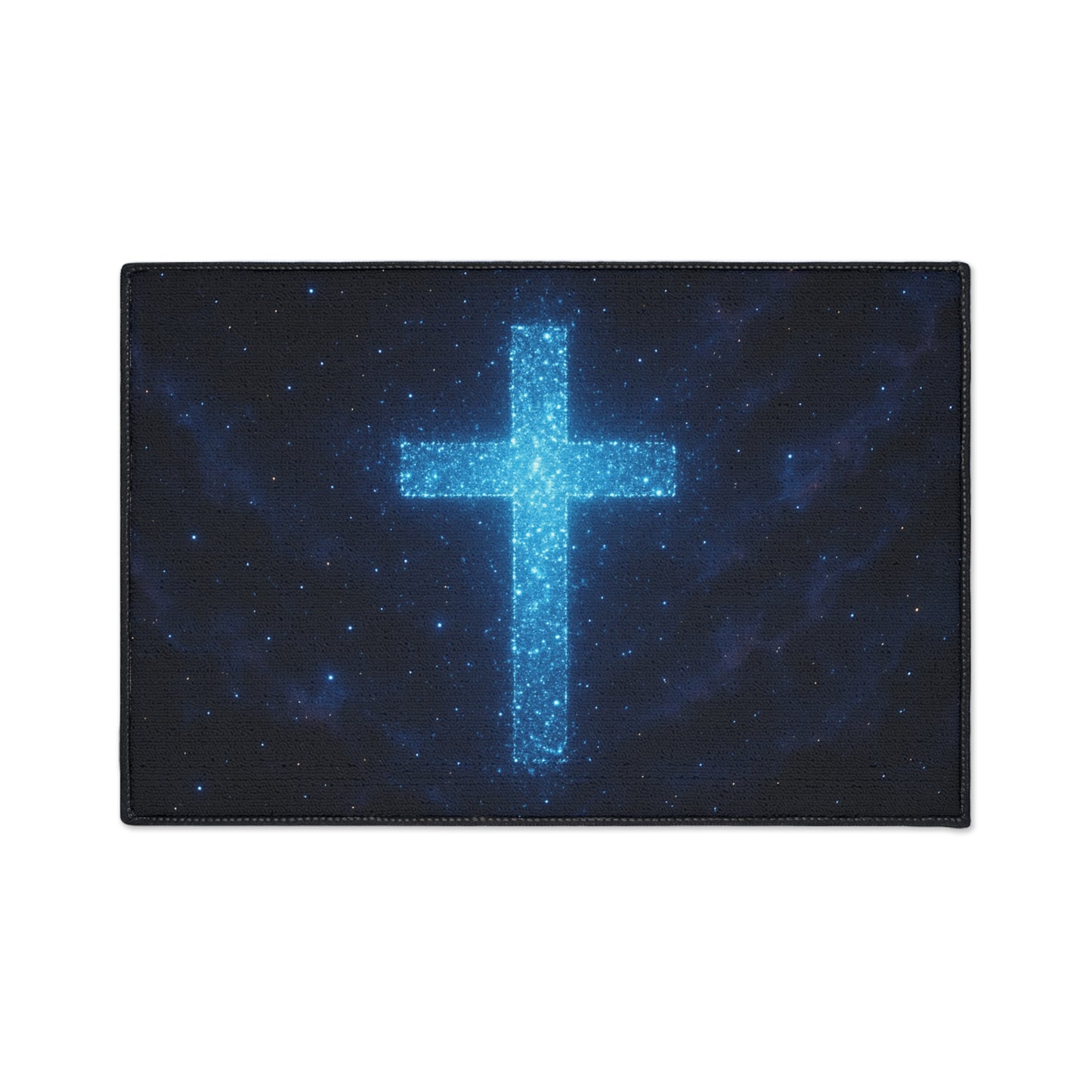 Floor Mat - Bioluminescent Cross Design Christian Decor Religious Welcome Mat Spiritual Door Mat Inspirational Rug