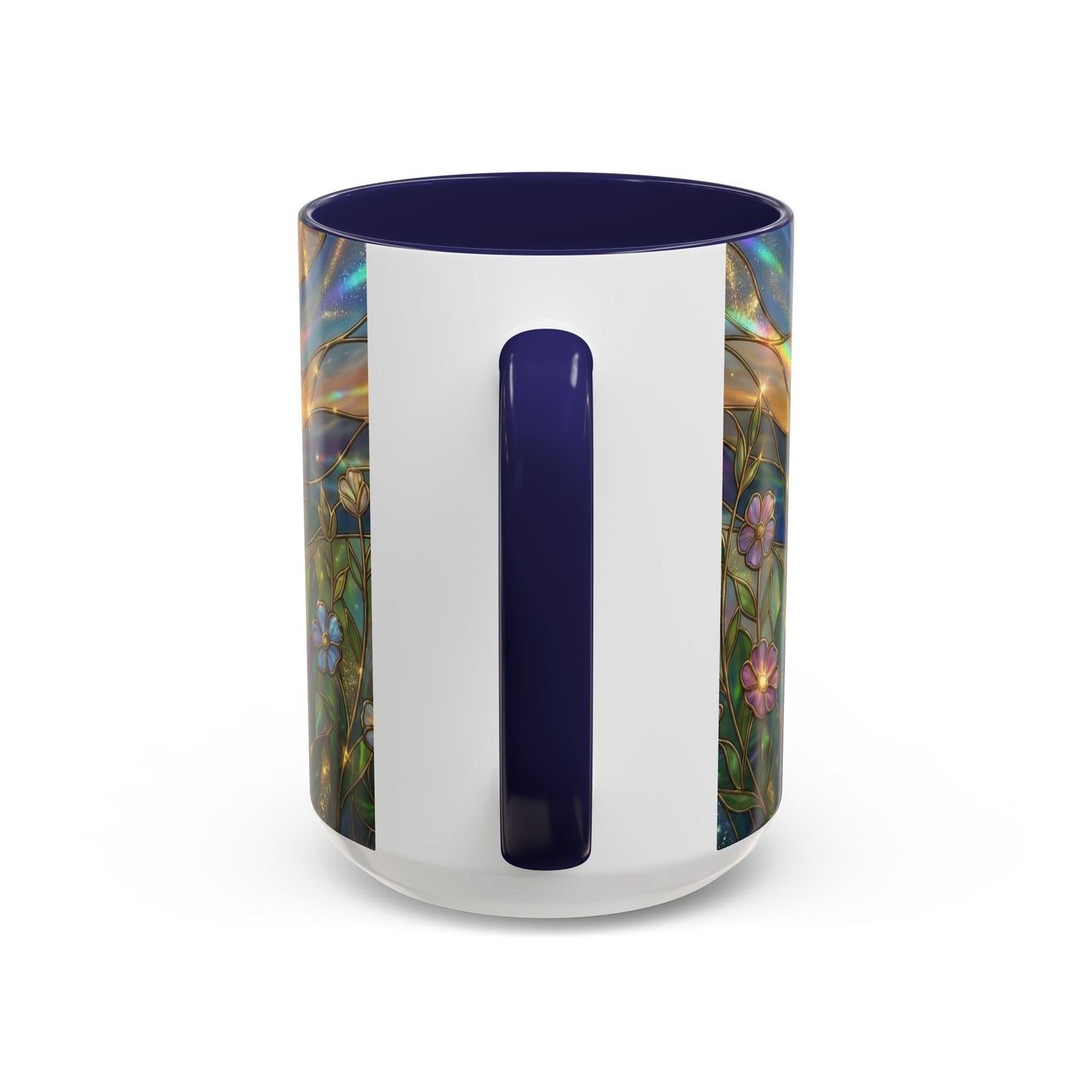 Stained Glass Cross Mug, Christian Coffee Cup With Floral Design, Faith Inspired Ceramic Mug, Religious Gift, 11oz 15oz