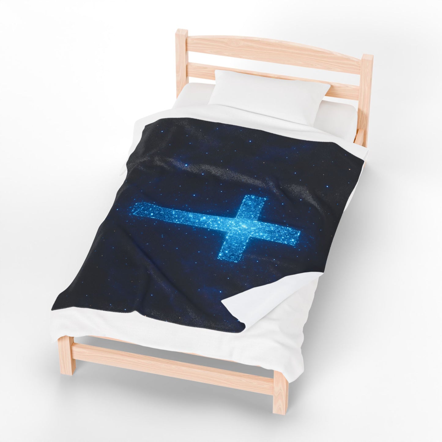 Velveteen Plush Blanket with Bioluminescent Cross Design Christian Decor Inspirational Throw Spiritual Blanket Gift for Believers