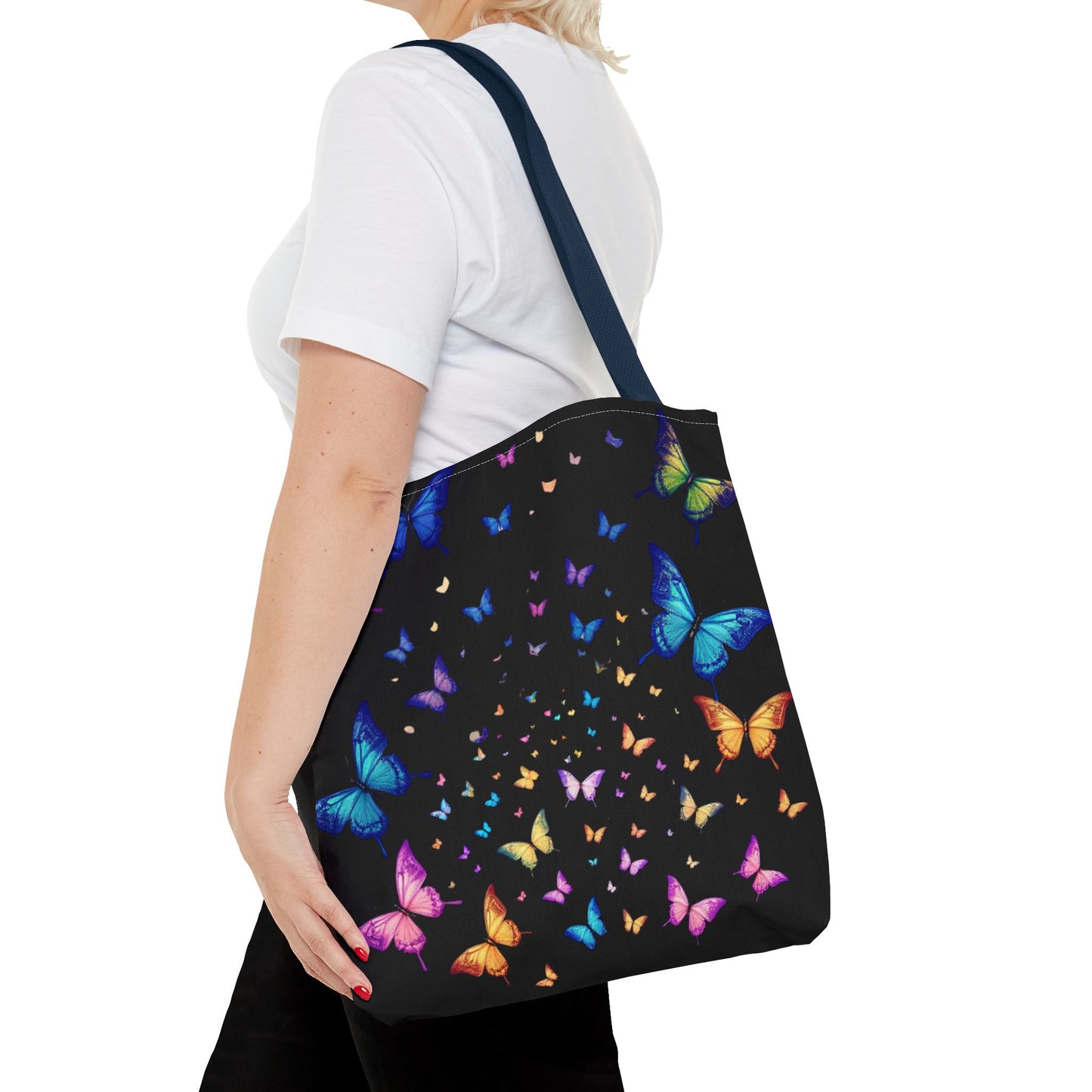 Butterfly Swarm Tote Bag – Colorful Rainbow Butterfly Tote, Aesthetic Canvas Bag, Nature-Inspired Gift, Magical Reusable Eco Purse