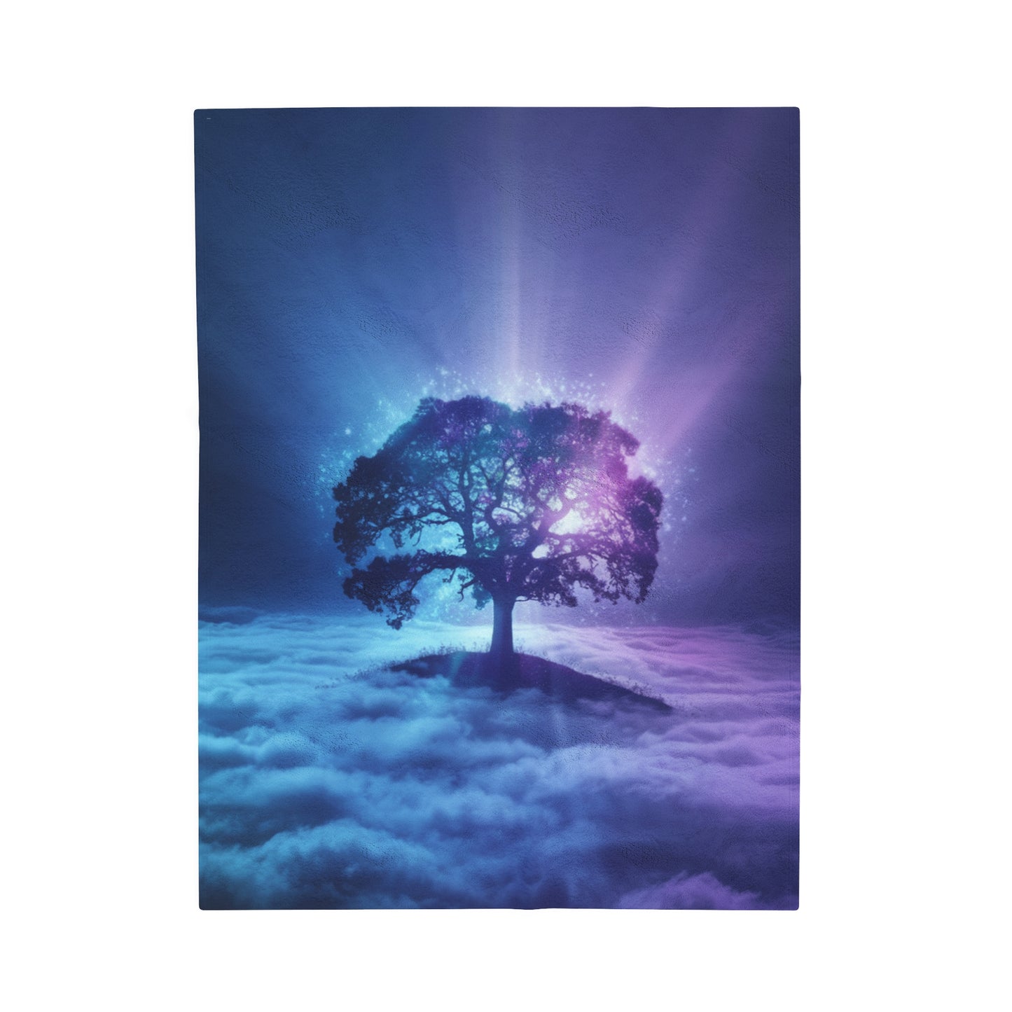 Plush Blanket Dreamy Tree in the Clouds Design