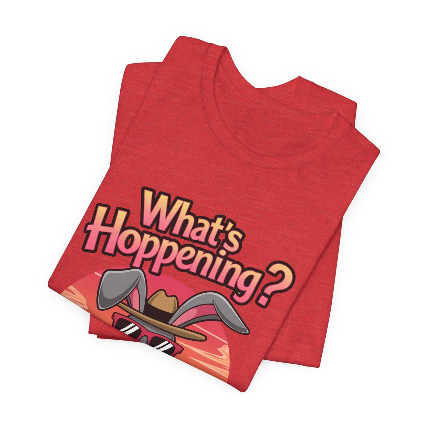 What’s Hoppening Funny Bunny Shirt – Cute Rabbit Pun T-Shirt – Sunset Graphic Tee for Animal Lovers, Easter, and Pun Enthusiasts