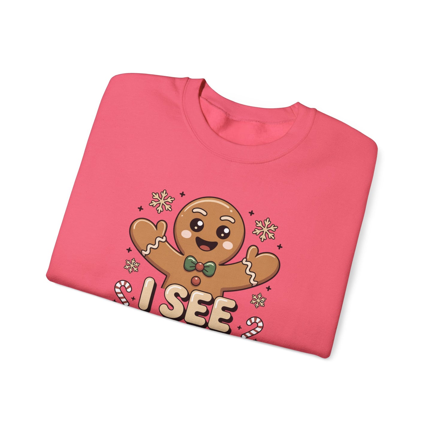 I See Bread People Christmas Sweatshirt, Funny Gingerbread Holiday Sweater, Unisex Crewneck, Cute Christmas Gift For Friends And Family