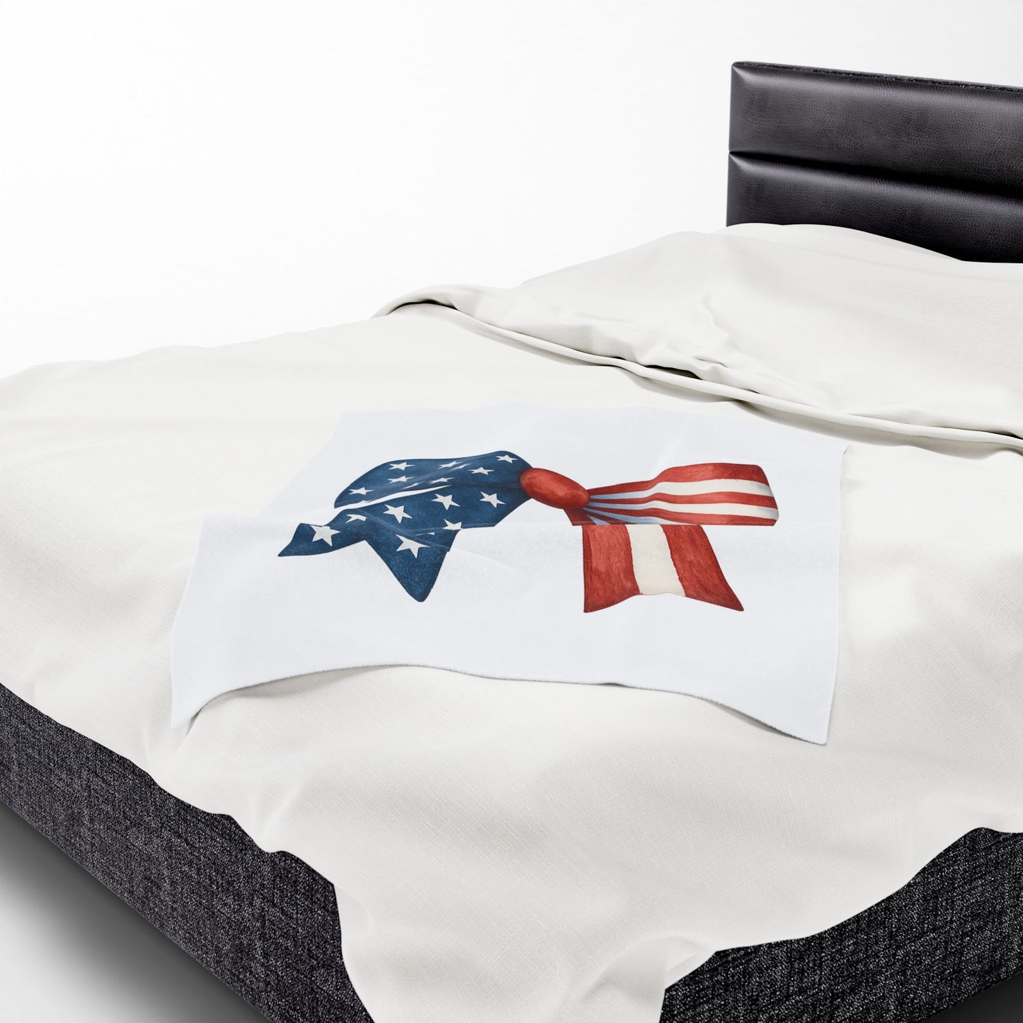 Patriotic Bow USA Blanket | 4th of July Throw | American Flag Blanket | USA Stars Stripes Decor | Cozy Fourth of July Gift | USA Home Decor