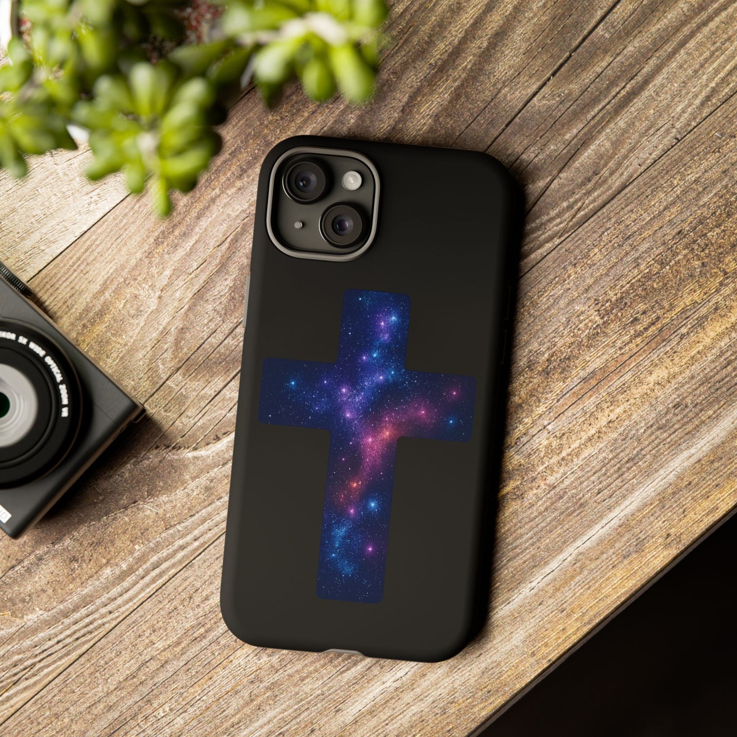 iPhone Case - Galactic Cross design Christian Phone Case Spiritual iPhone Accessory Religious Case Gift for Believers