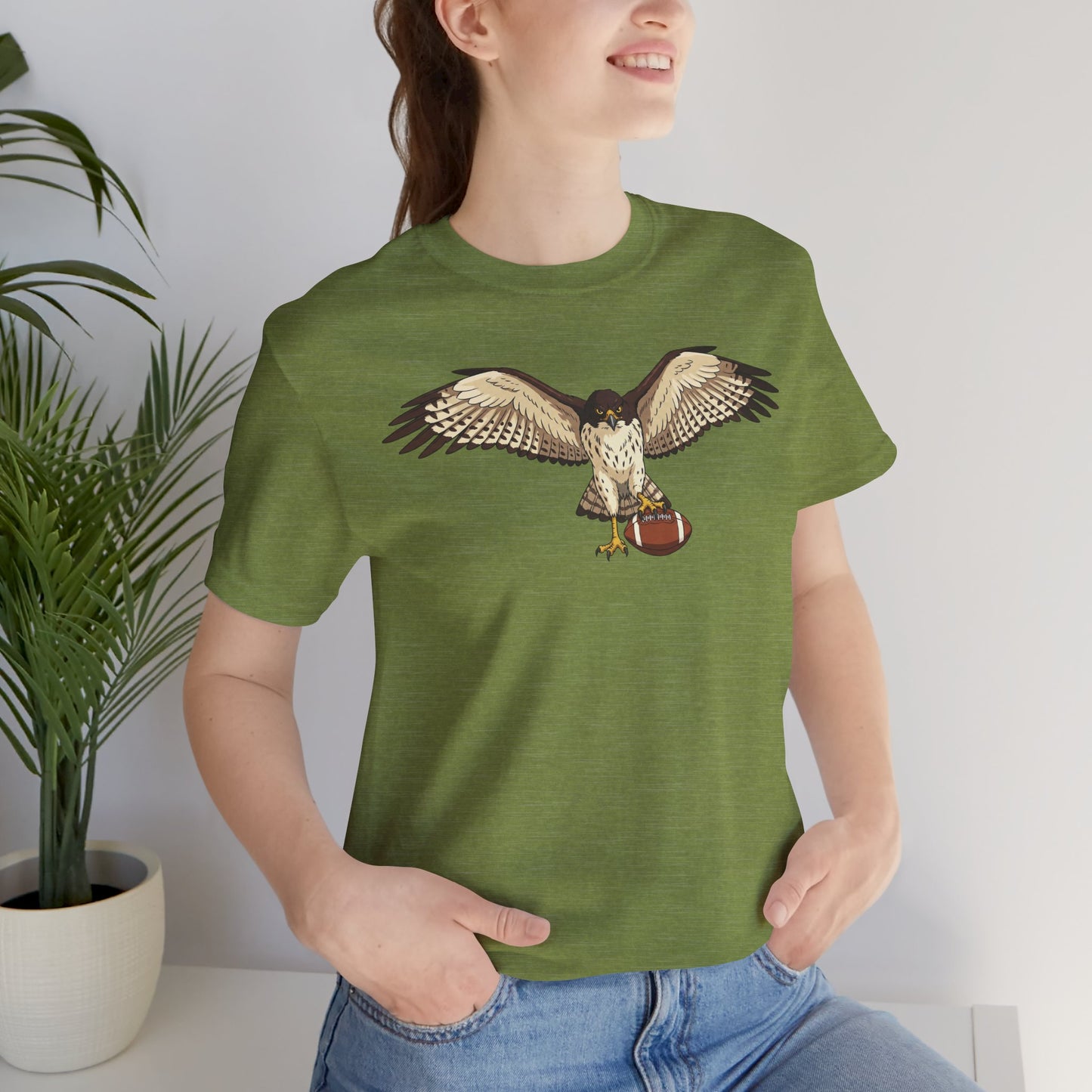 Hawk Football Shirt, Hawk Holding Football T Shirt, Football Mascot Tee, Bird Of Prey Shirt, Sports Fan Gift, Game Day Hawk Tee