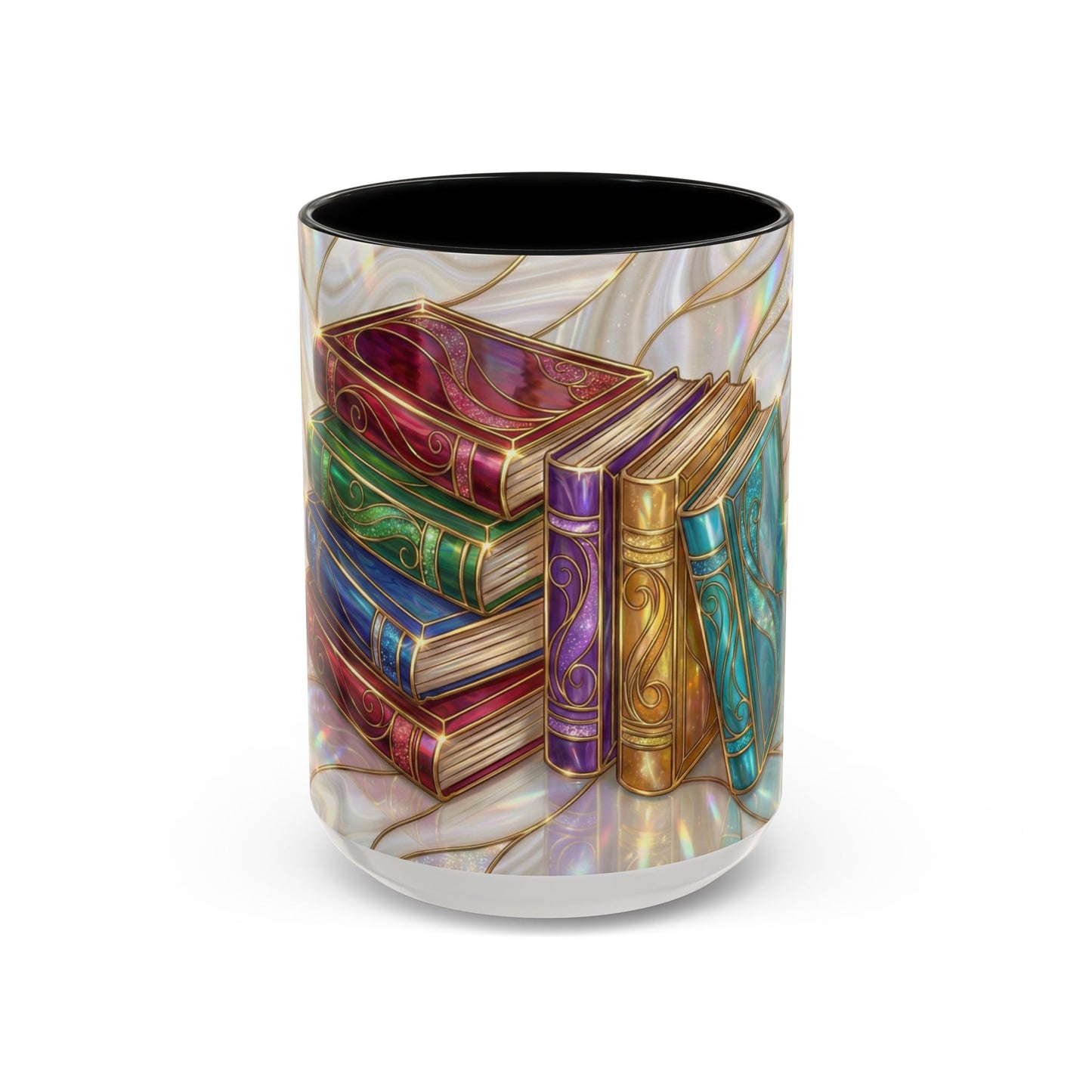Book Lover Coffee Mug, Stained Glass Books Mug, Reading Gift For Bookworms, Library Aesthetic Mug, Booktok Mug, Ceramic Coffee Cup
