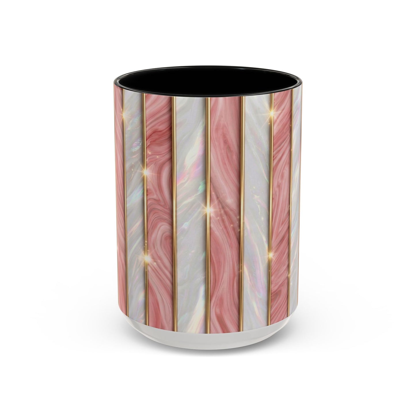 Pink Marble Coffee Mug, Gold Stripe Faux Agate Cup, Glam Desk Accessory, Elegant Tea Mug, Luxury Gift for Her, Chic Office Desk Decor