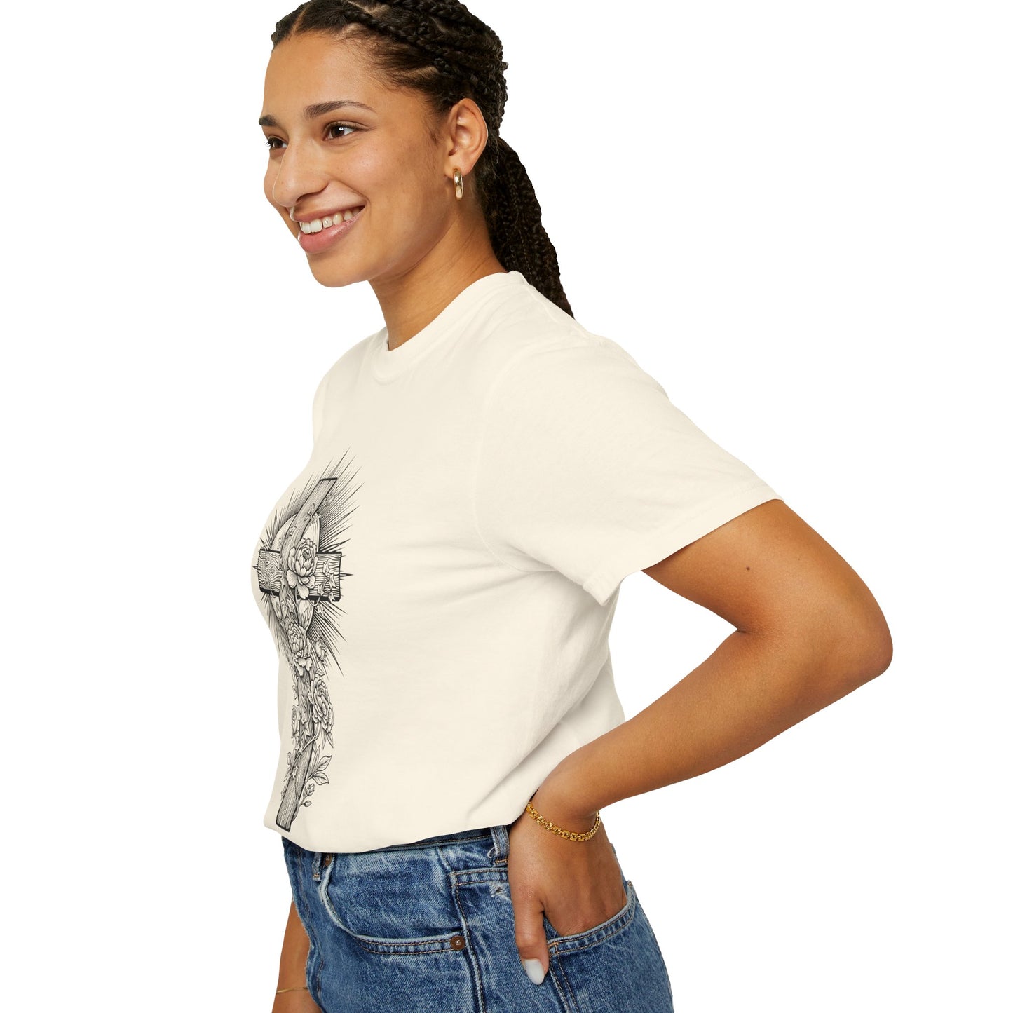 Christian Floral Cross Shirt, Boho Faith T-Shirt, Religious Botanical Tee, Wildflower Jesus Shirt, Easter Apparel, Christian Gifts