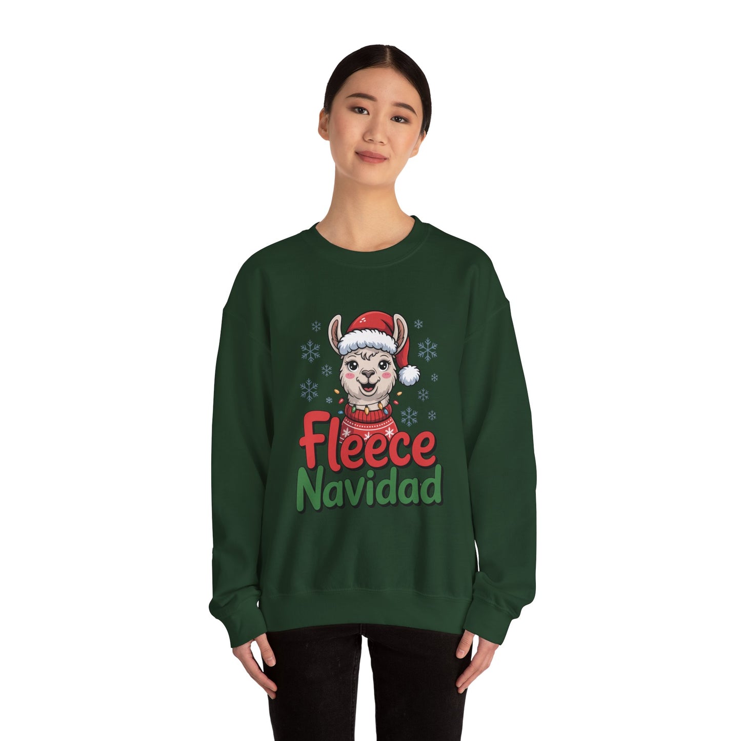 Fleece Navidad Christmas Sweatshirt, Funny Llama Holiday Sweater, Cozy Unisex Crewneck, Cute Christmas Pun Gift For Friends And Family