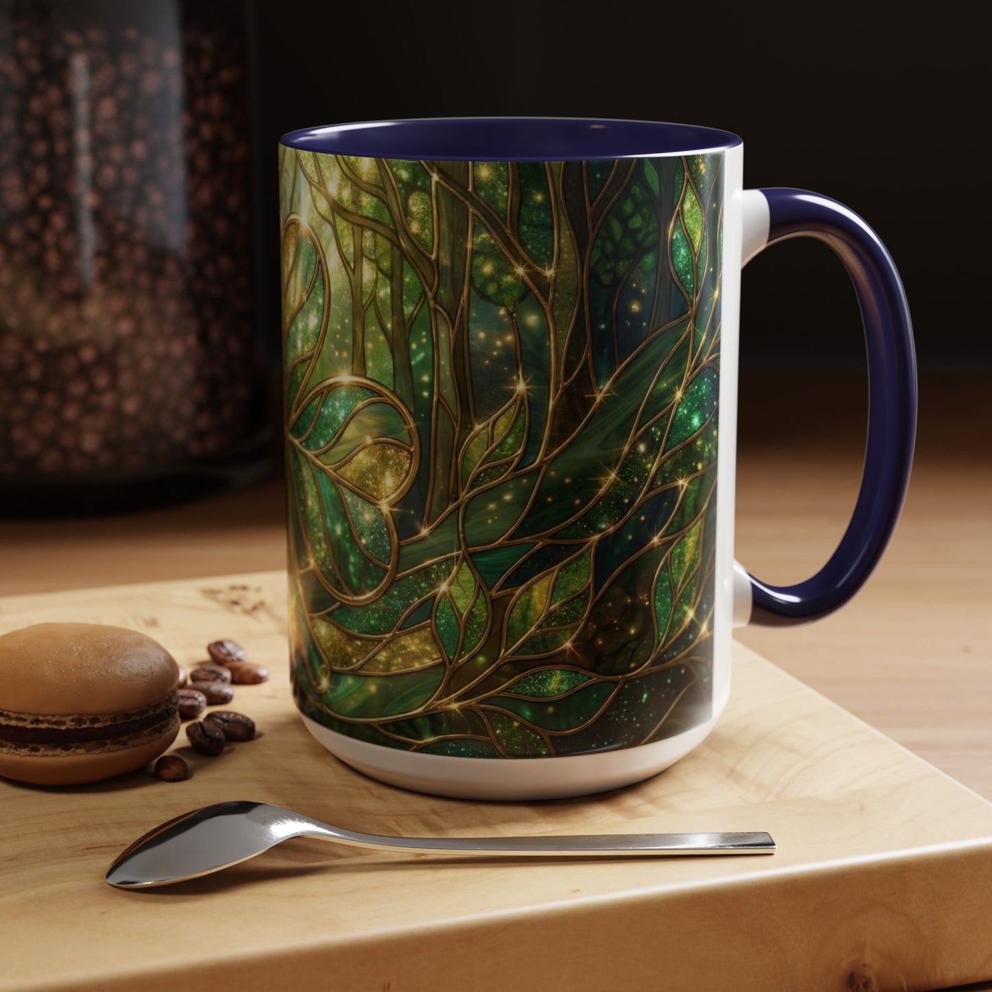 Stained Glass Shamrock Mug, Celtic Irish Coffee Cup, Green Stained Glass Mug, Shamrock Art Mug, St Patrick’s Day Gift