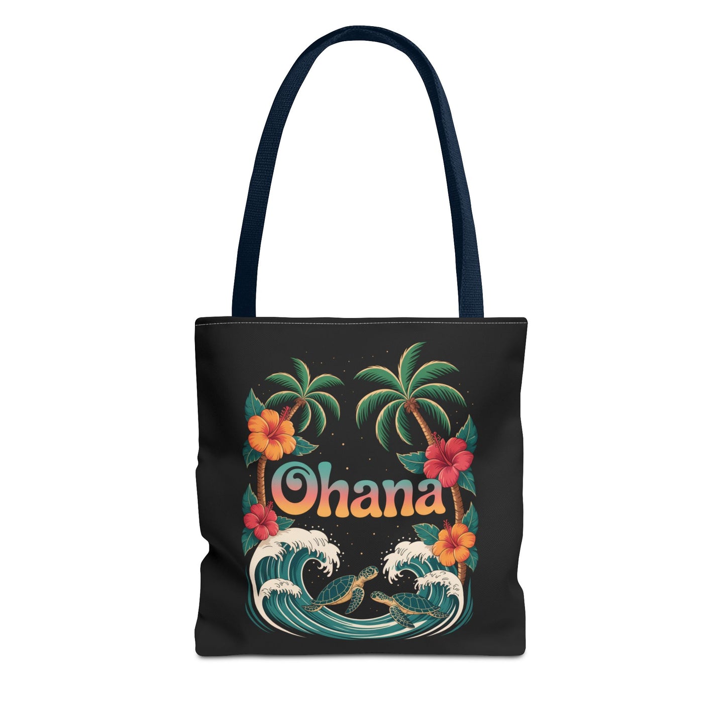 Ohana Tote Bag – Hawaiian Beach Tote with Sea Turtles & Palm Trees – Floral Tropical Reusable Bag, Summer Gift, Aesthetic Travel Purse