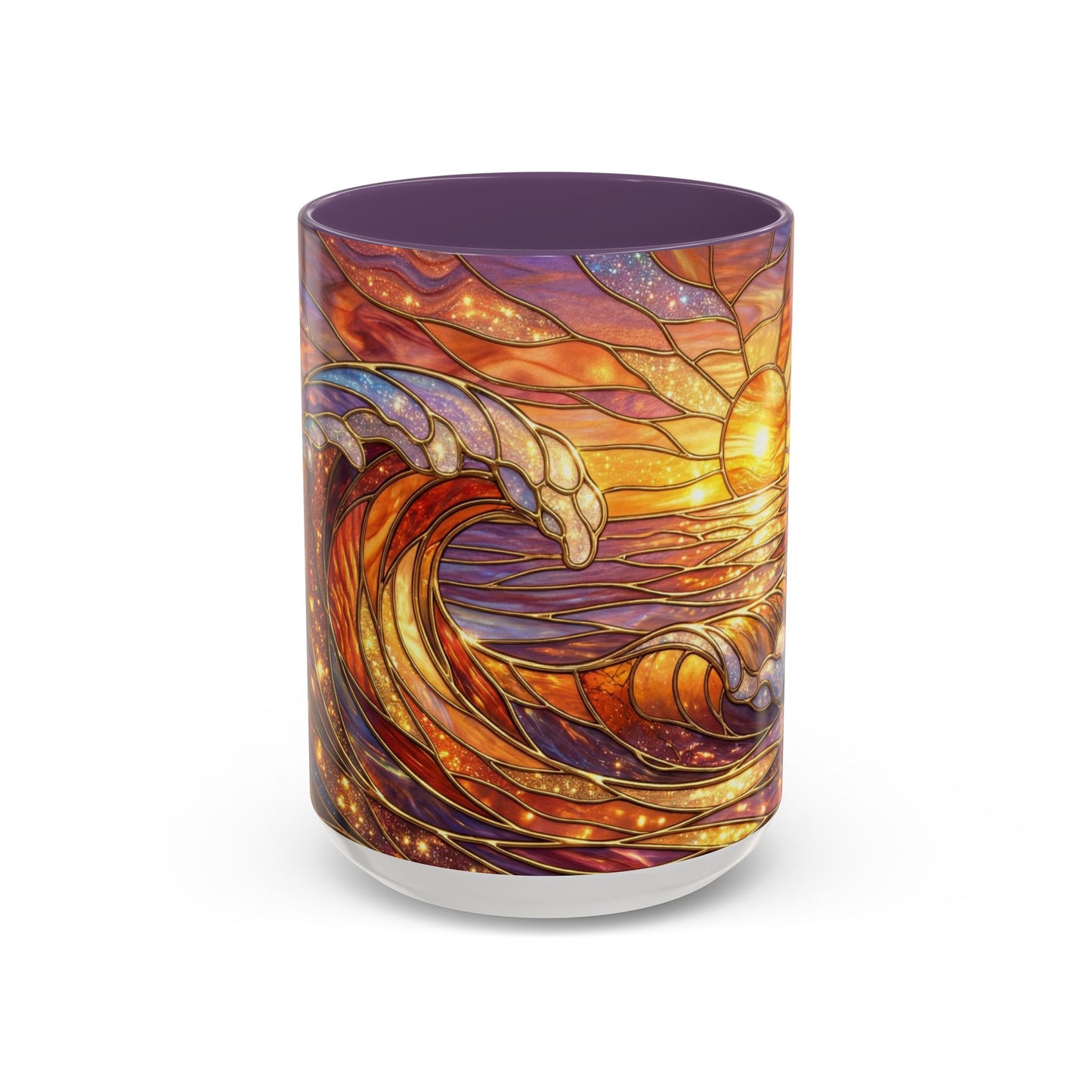 Stained Glass Wave Mug, Ocean Sunset Coffee Cup, Vibrant Beach Art, Sea Lover Gift, Mosaic Tea Cup, Summer Kitchen Decor, Nature Drinkware