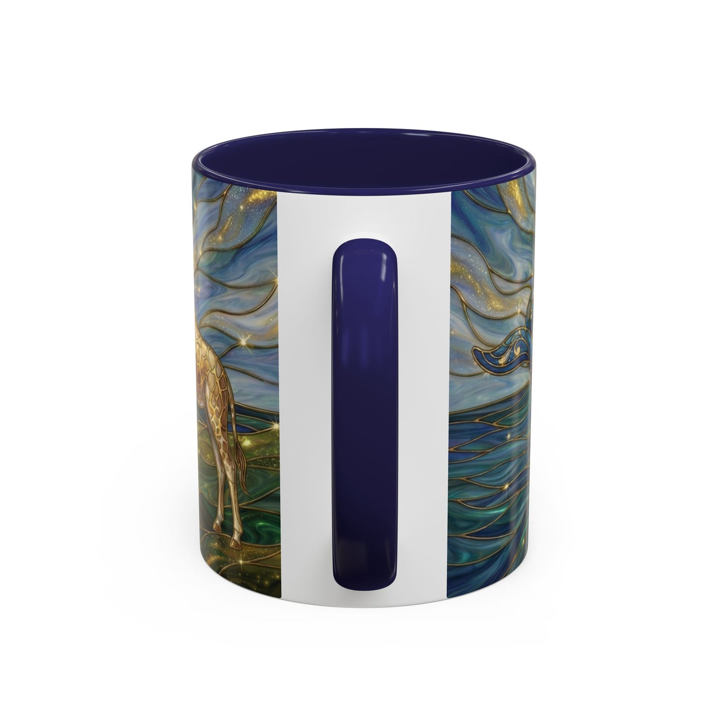Whimsical Whale & Giraffe Accent Coffee Mug — Artistic Ocean-Sky Illustration (11/15oz)