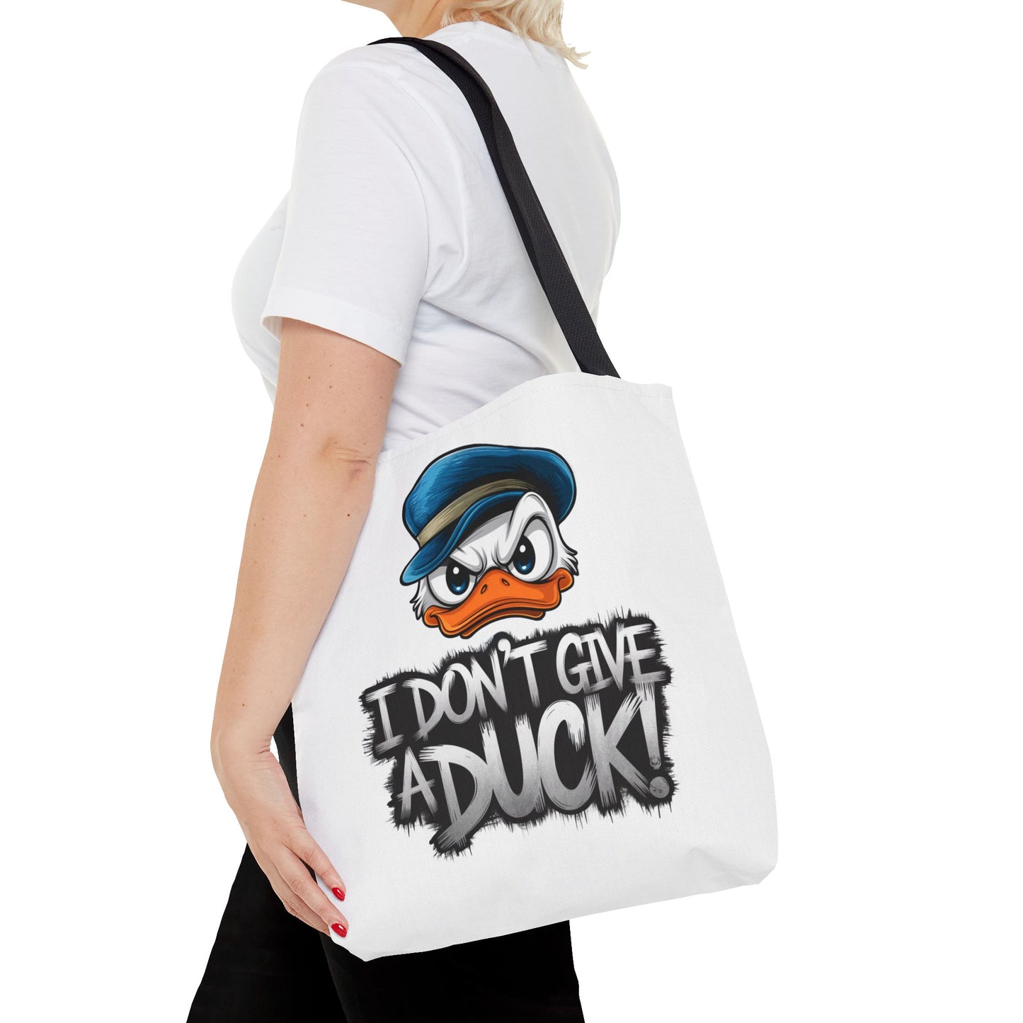 Funny Grumpy Duck Tote Bag | I Don’t Give A Duck Canvas Tote | Eco Reusable Cotton Gift Tote | Cute Animal Humor Market Bag