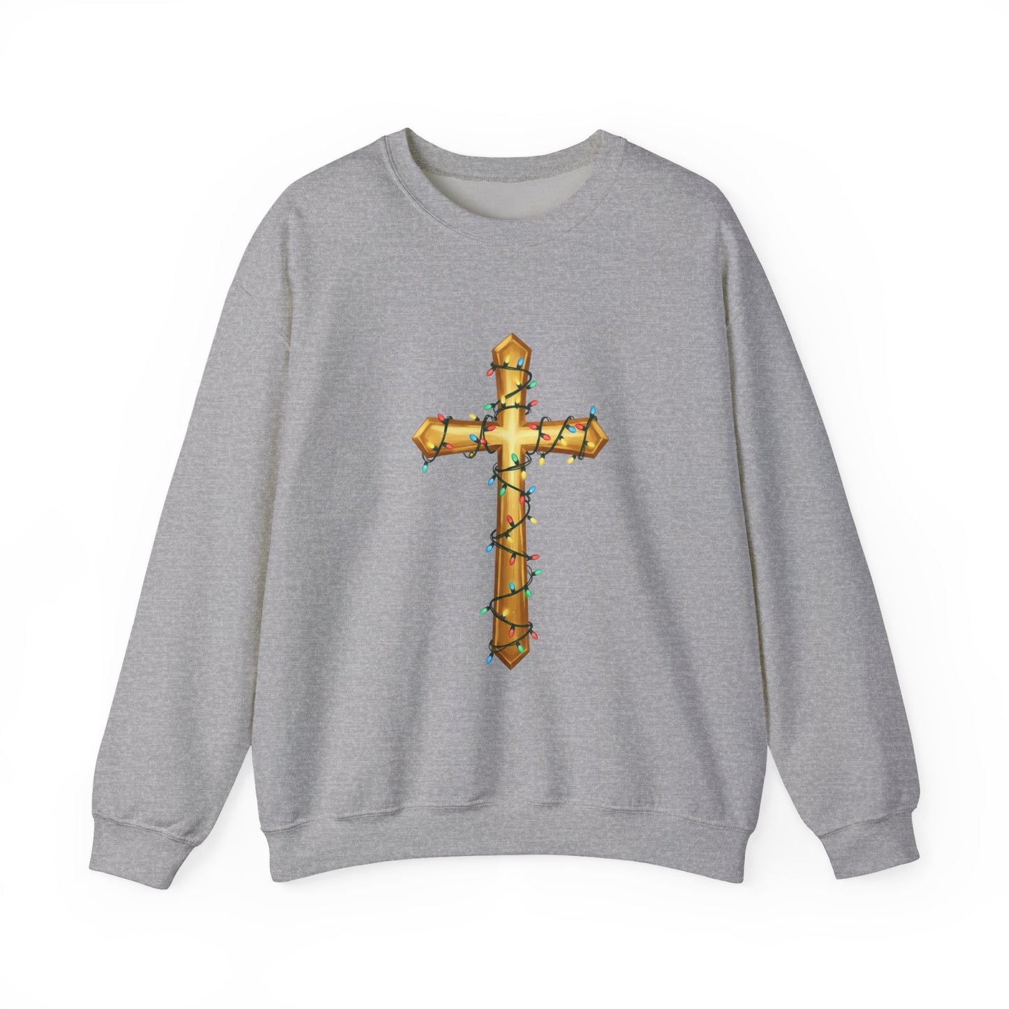 Christmas Cross Lights Sweatshirt, Christian Christmas Sweatshirt, Religious Holiday Cross Sweater, Jesus Christmas Gift, Faith