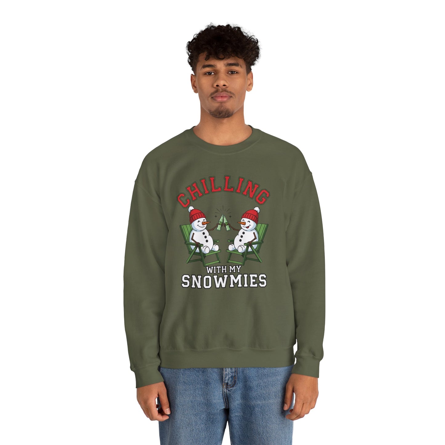 Chilling With My Snowmies Sweatshirt - Funny Christmas Snowman Sweater, Holiday Party Shirt, Cute Winter Gift, Matching Friends Xmas Top