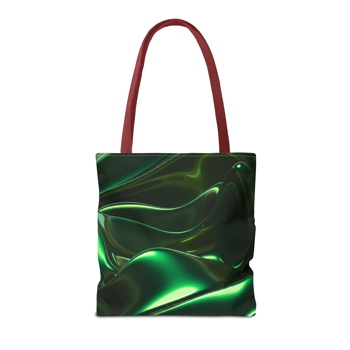 Futuristic Green Tote Bag - Abstract Metallic Wave Art Tote - Glossy Cyber Aesthetic Bag, Techwear Vibes, Edgy Gamer Gift, Trendy Street Style